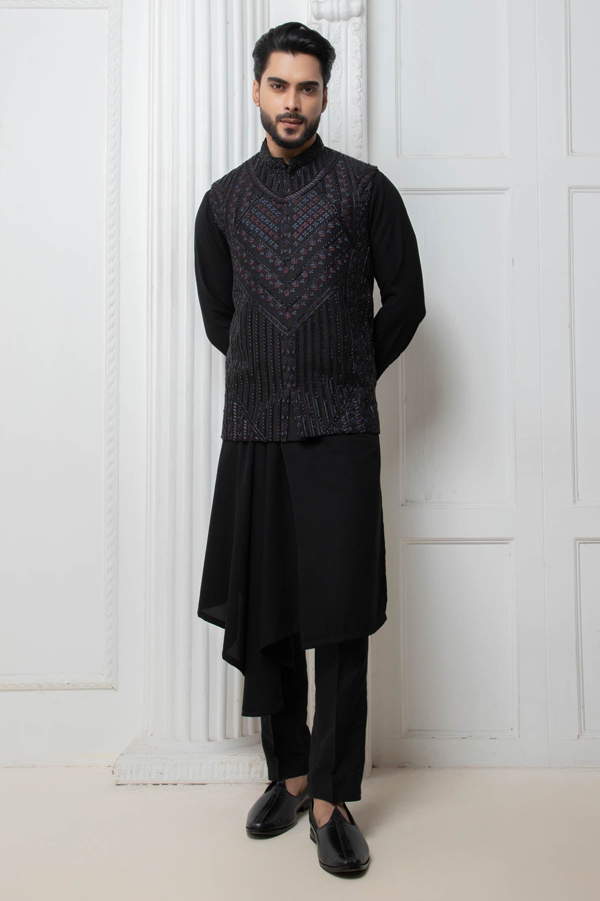 Buy Black Embellished Jacket Set Online