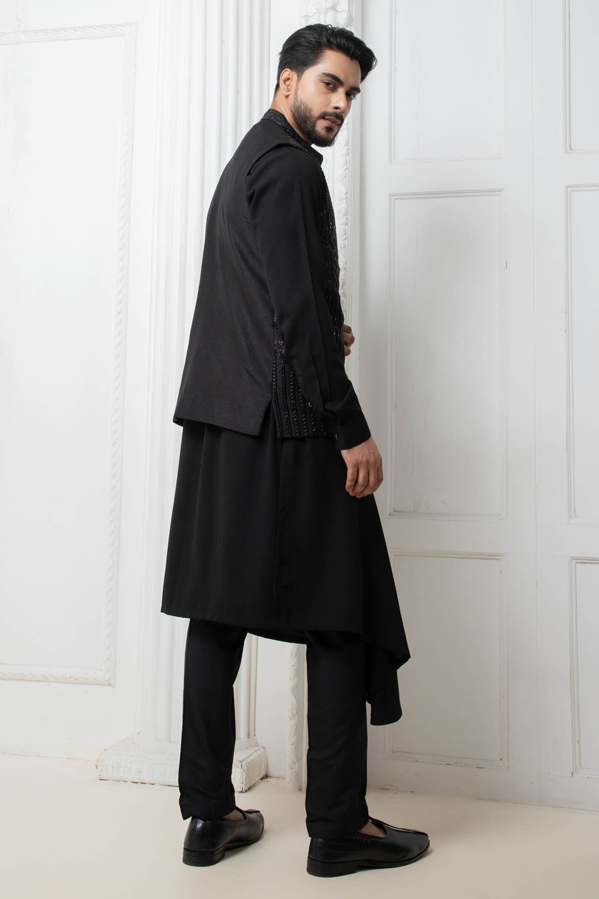 Black Embellished Jacket Set