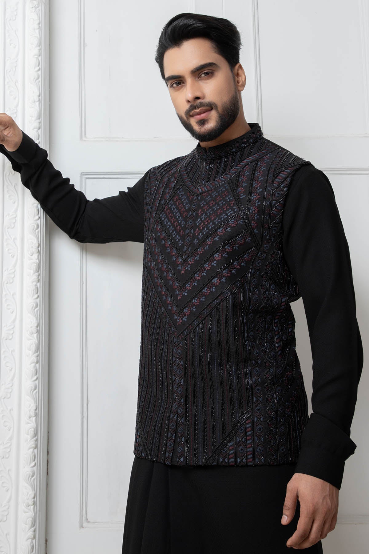 Black Embellished Jacket Set