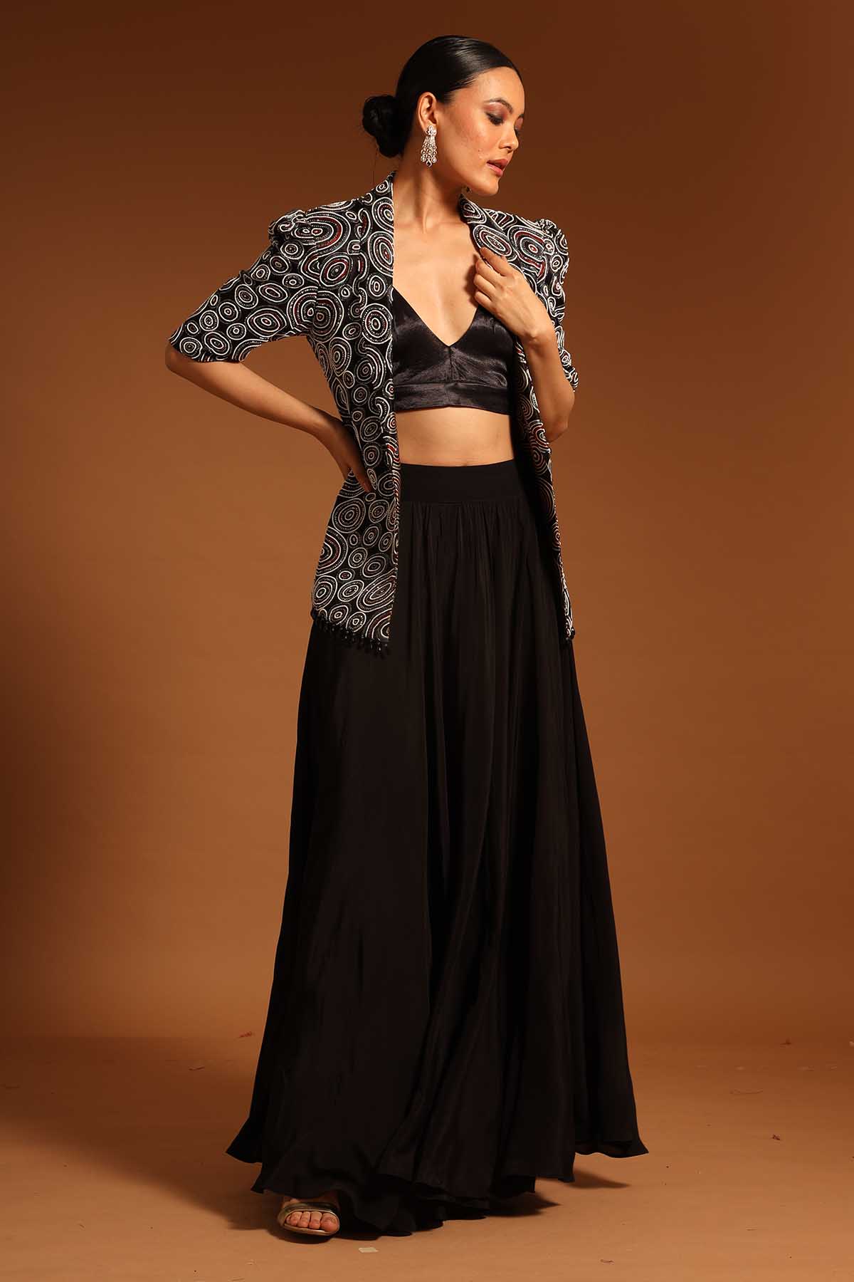 Buy Embellished Black Jacket Set by Sejal Kamdar at ScrollnShops