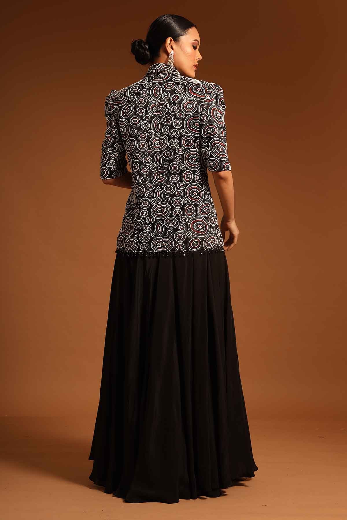 Embellished Black Jacket Set