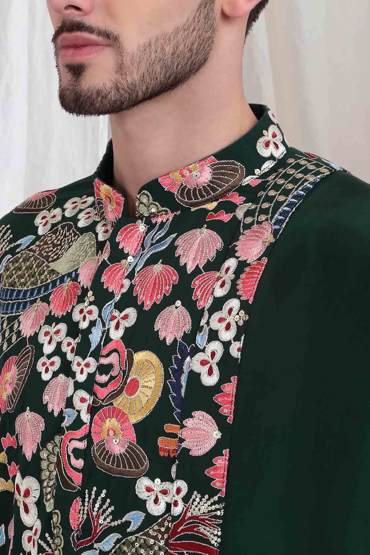 Black Embellished Kurta Set