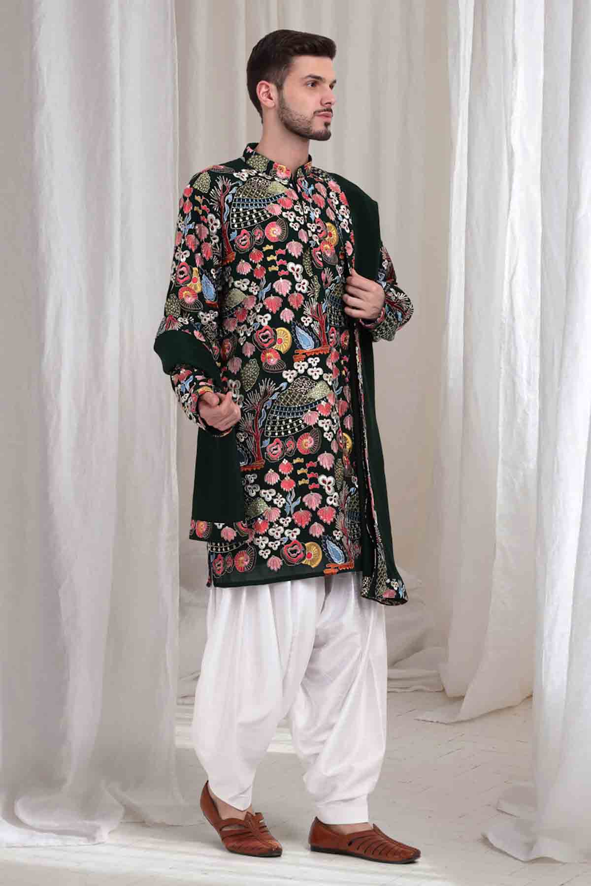 Black Embellished Kurta Set