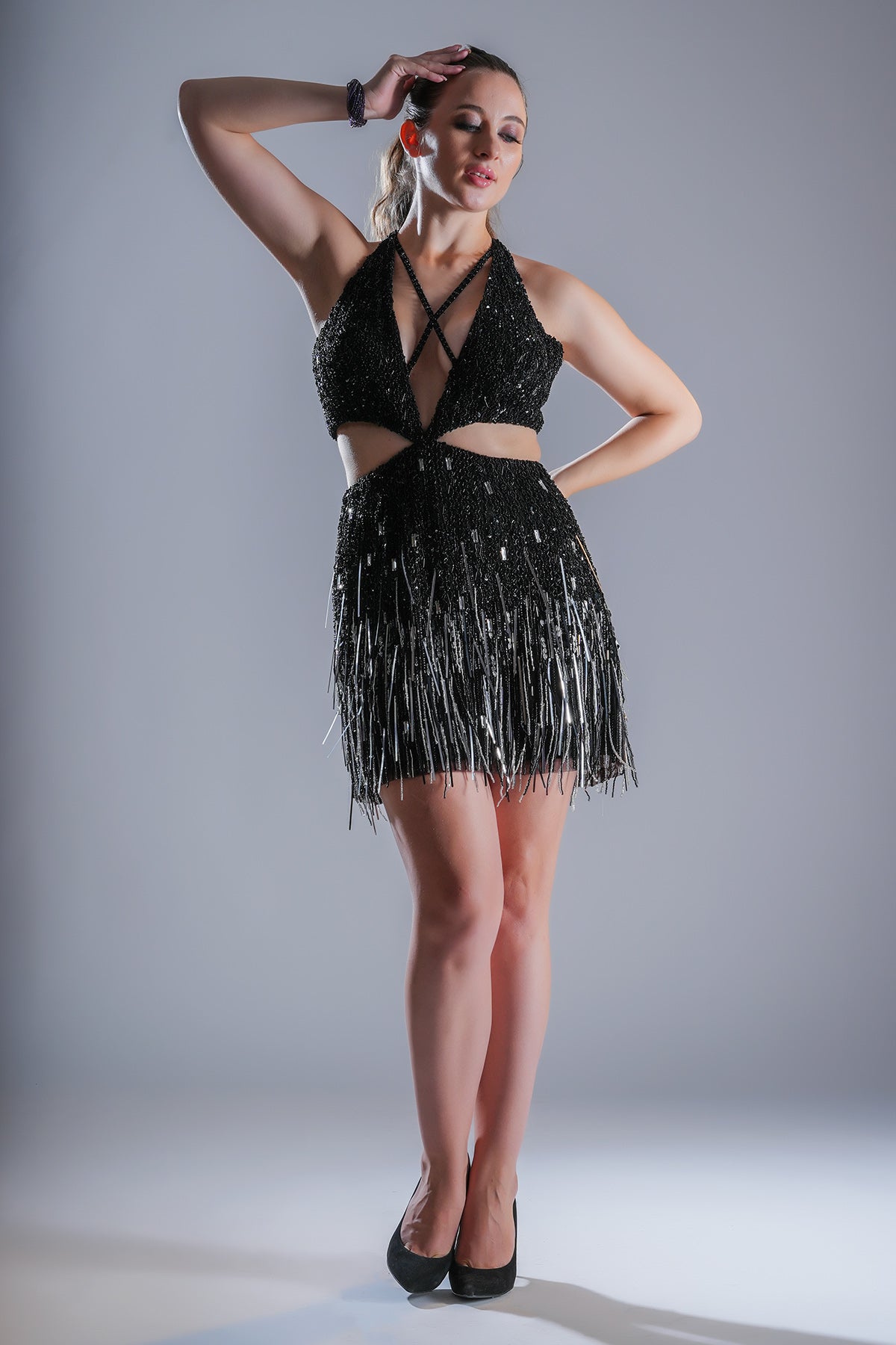 Buy Black Embellished Mini Dress by Smita Shrinivas for women online at ScrollnShops