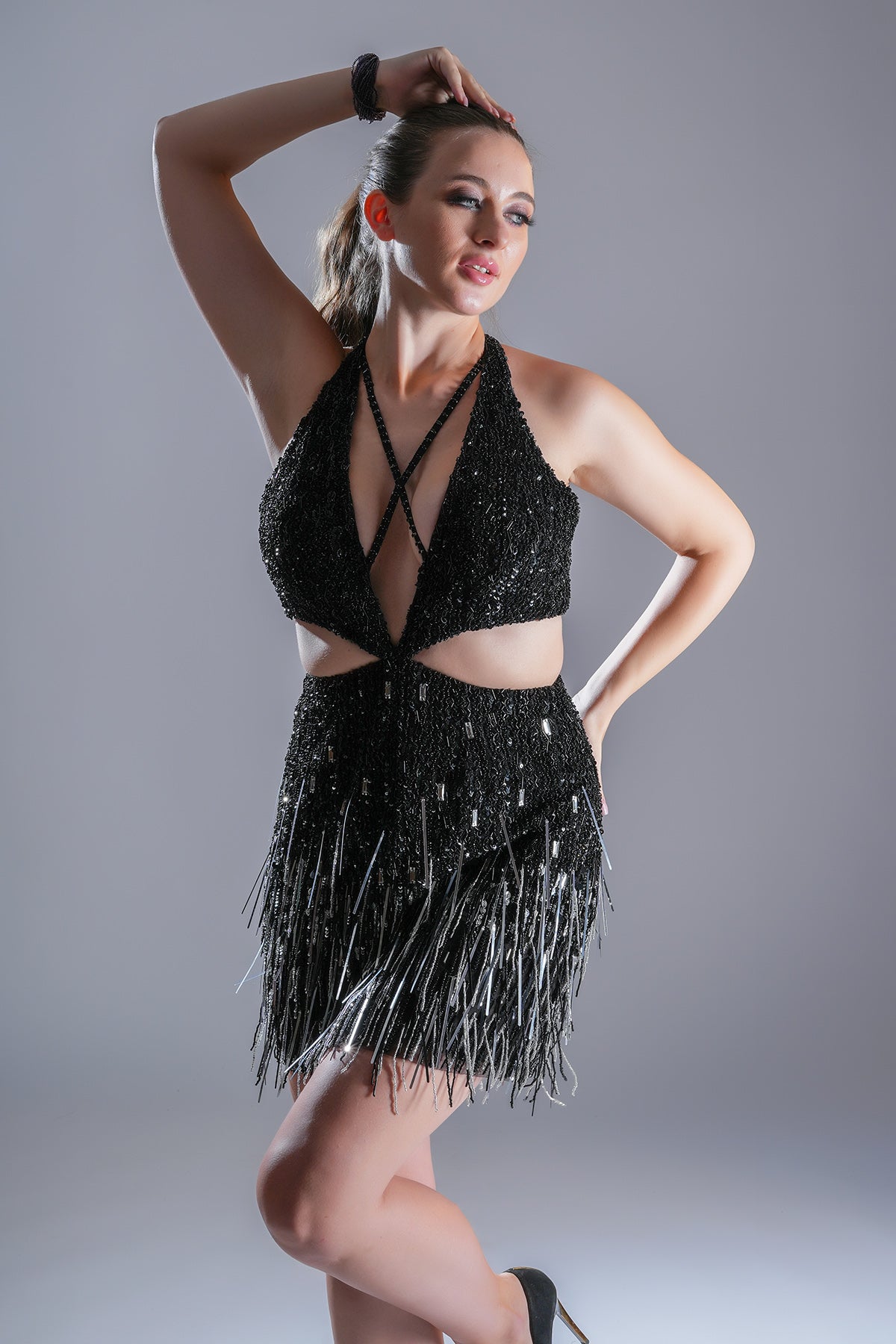 Black Embellished Mini Dress