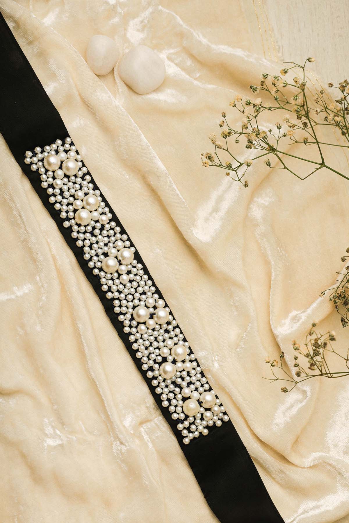Etti Kapoor Black Embellished Pearl Belt Online
