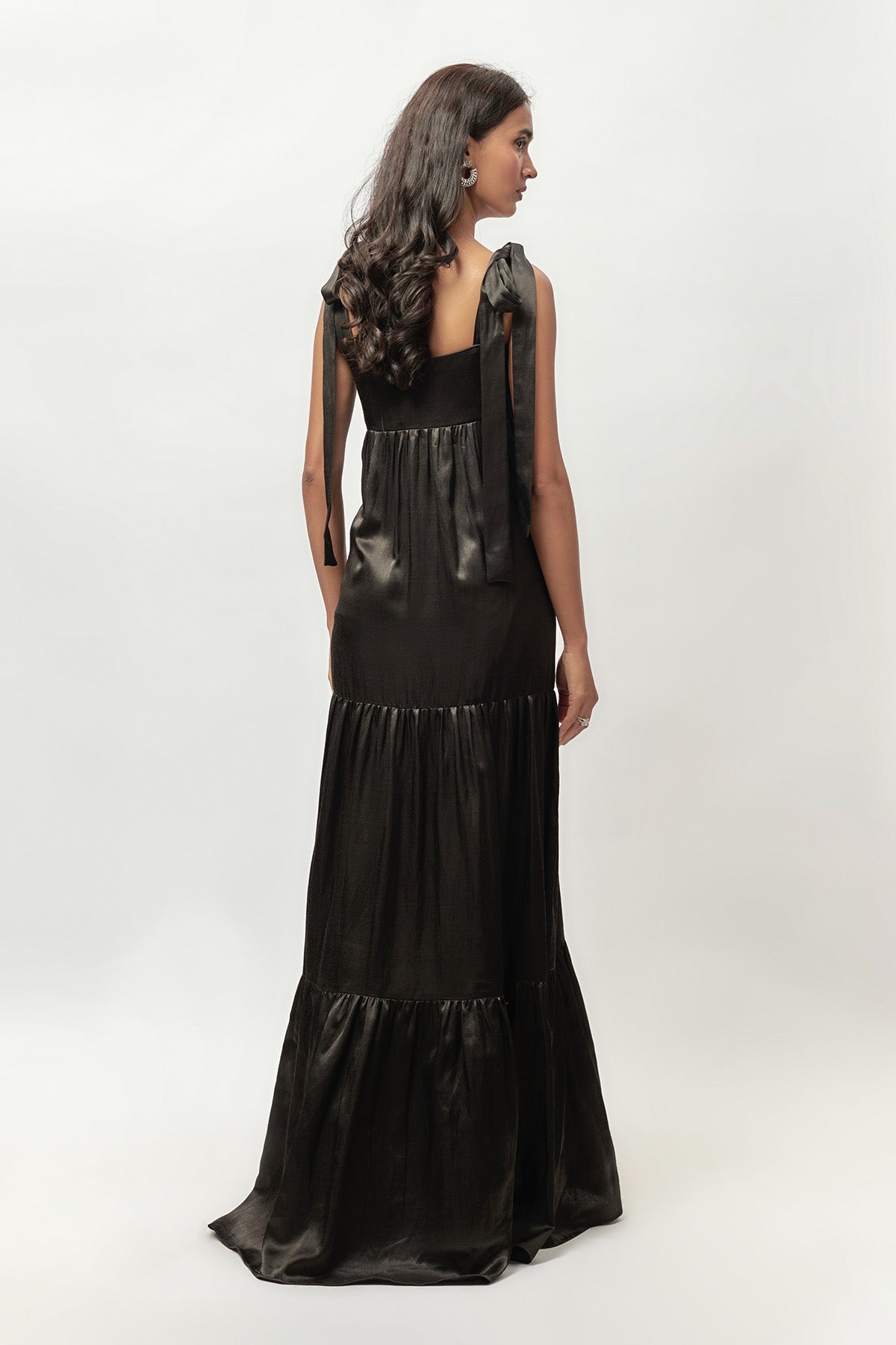 Black Embellished Tie-Up Dress