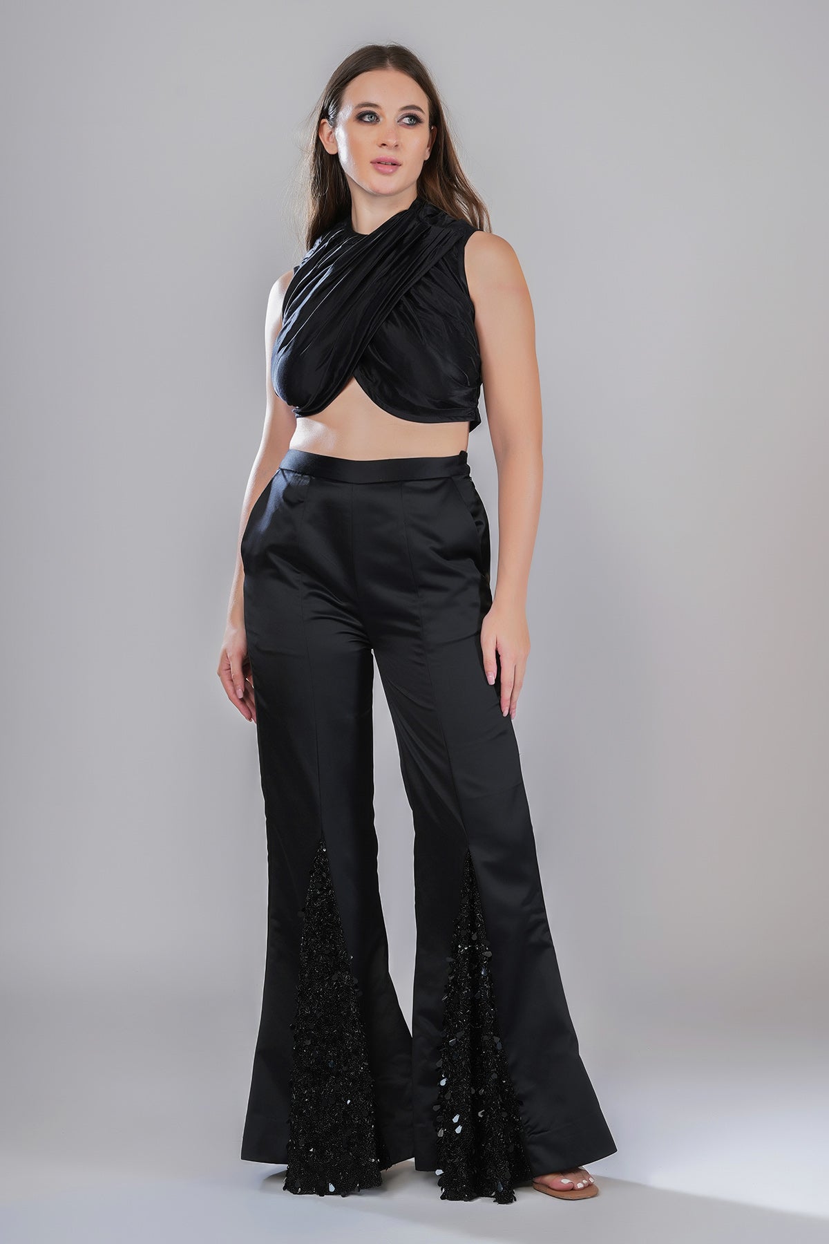 Black Embellished Top & Pants