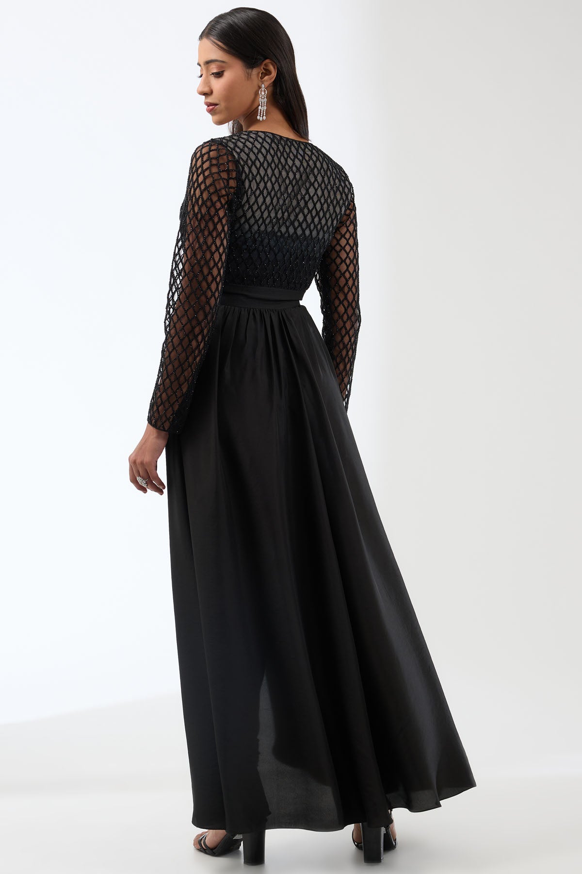 Black Embroidered Anarkali Set