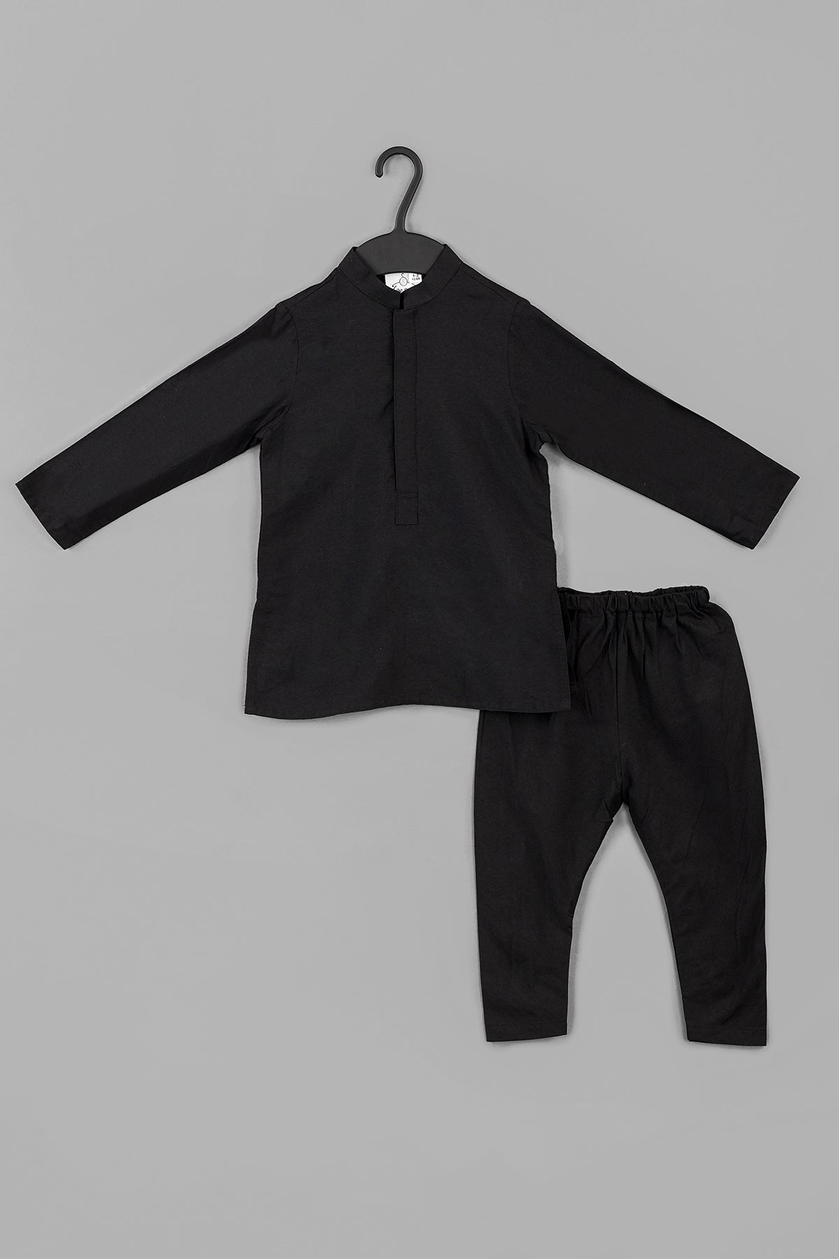 Black Cotton Silk Bandhgala Set