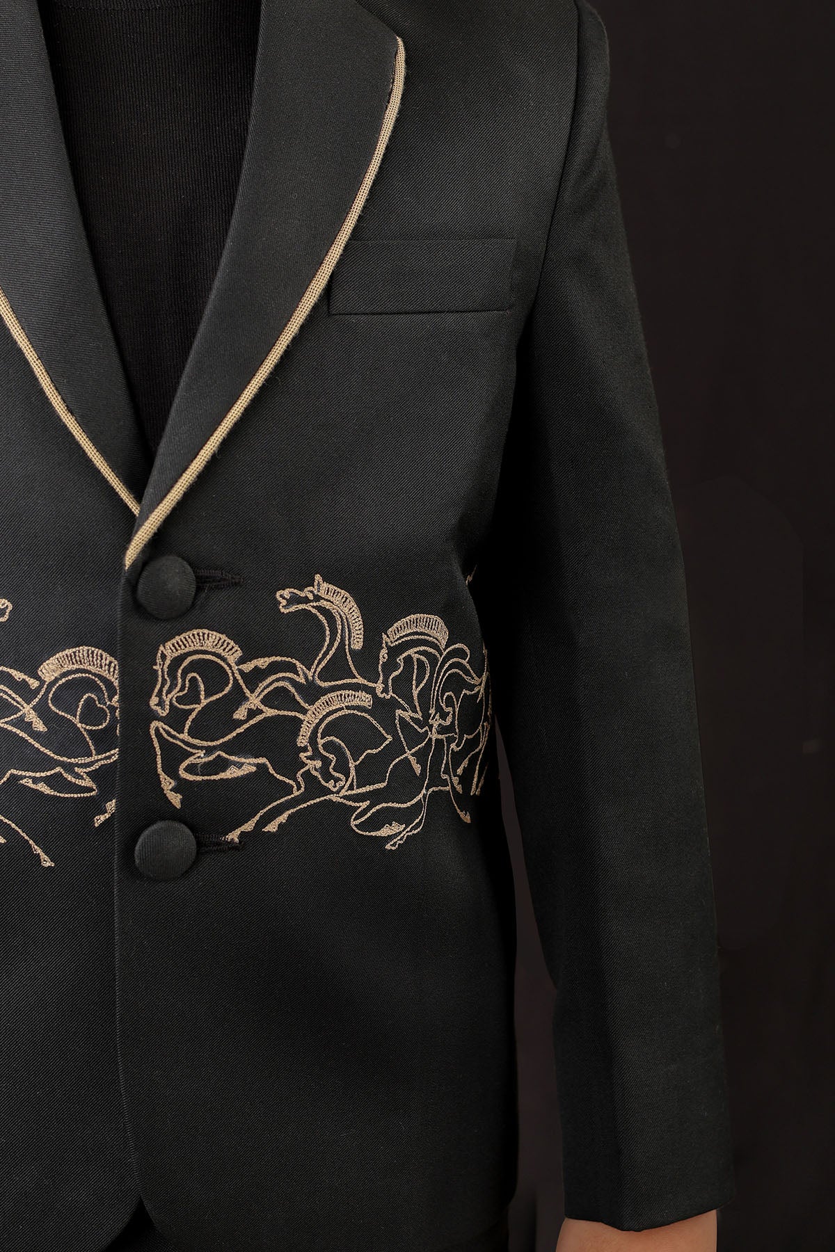 Black Embroidered Blazer Set