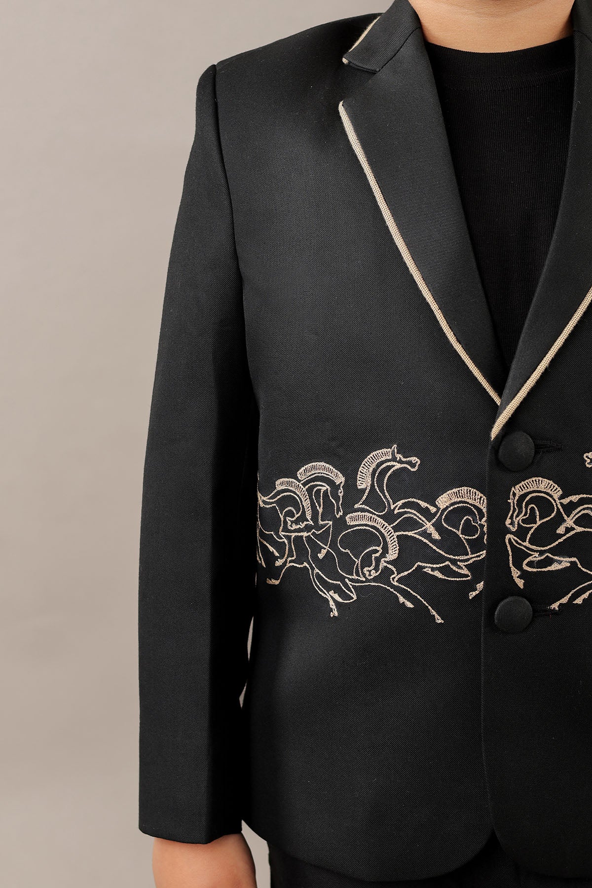 Black Embroidered Blazer Set