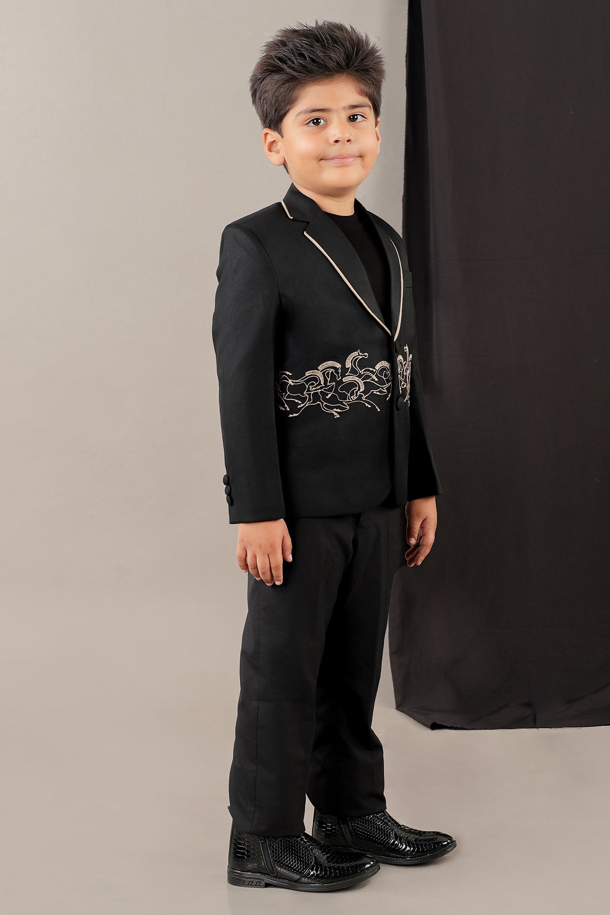 Black Embroidered Blazer Set