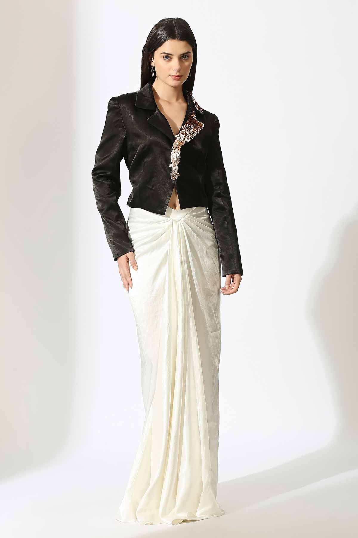 Buy Black Embroidered Blazer & Skirt by Masumi Mewawalla for women online at ScrollnShops