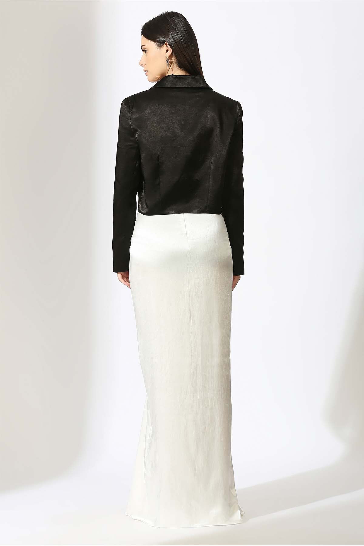 Black Embroidered Blazer & Skirt