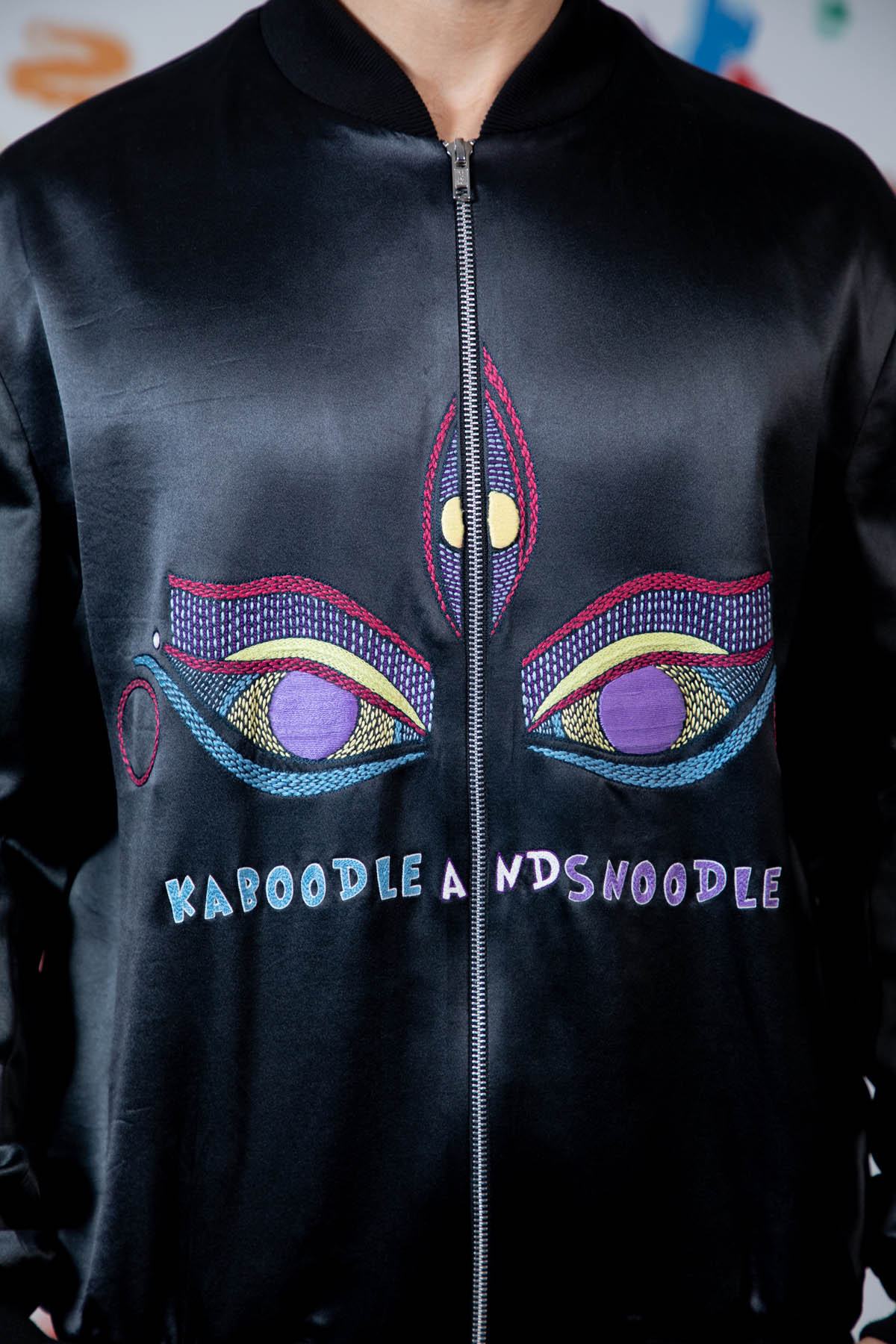 Black Embroidered Bomber Jacket