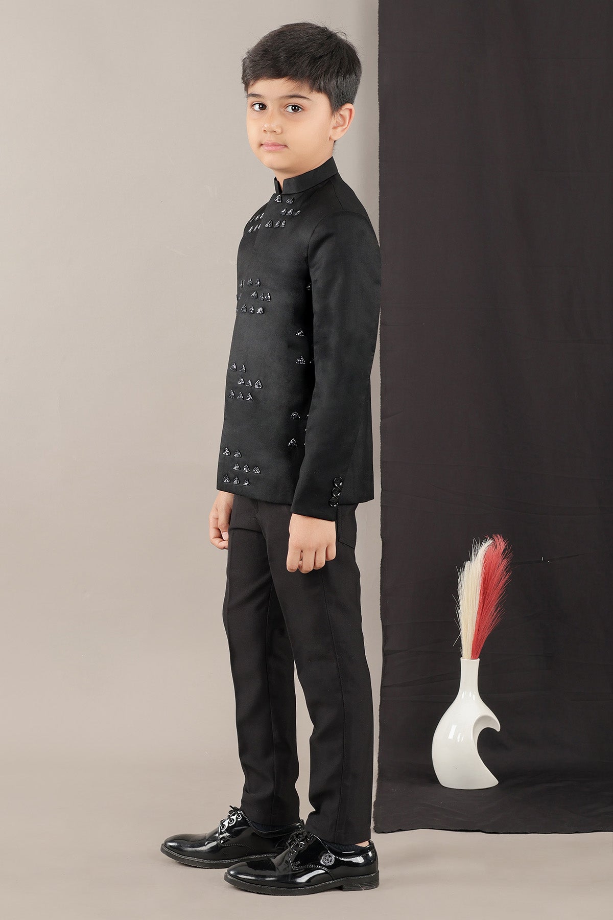 Black Embroidered Coat & Pants