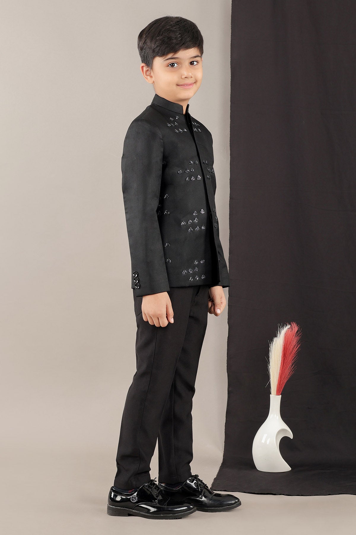 Black Embroidered Coat & Pants