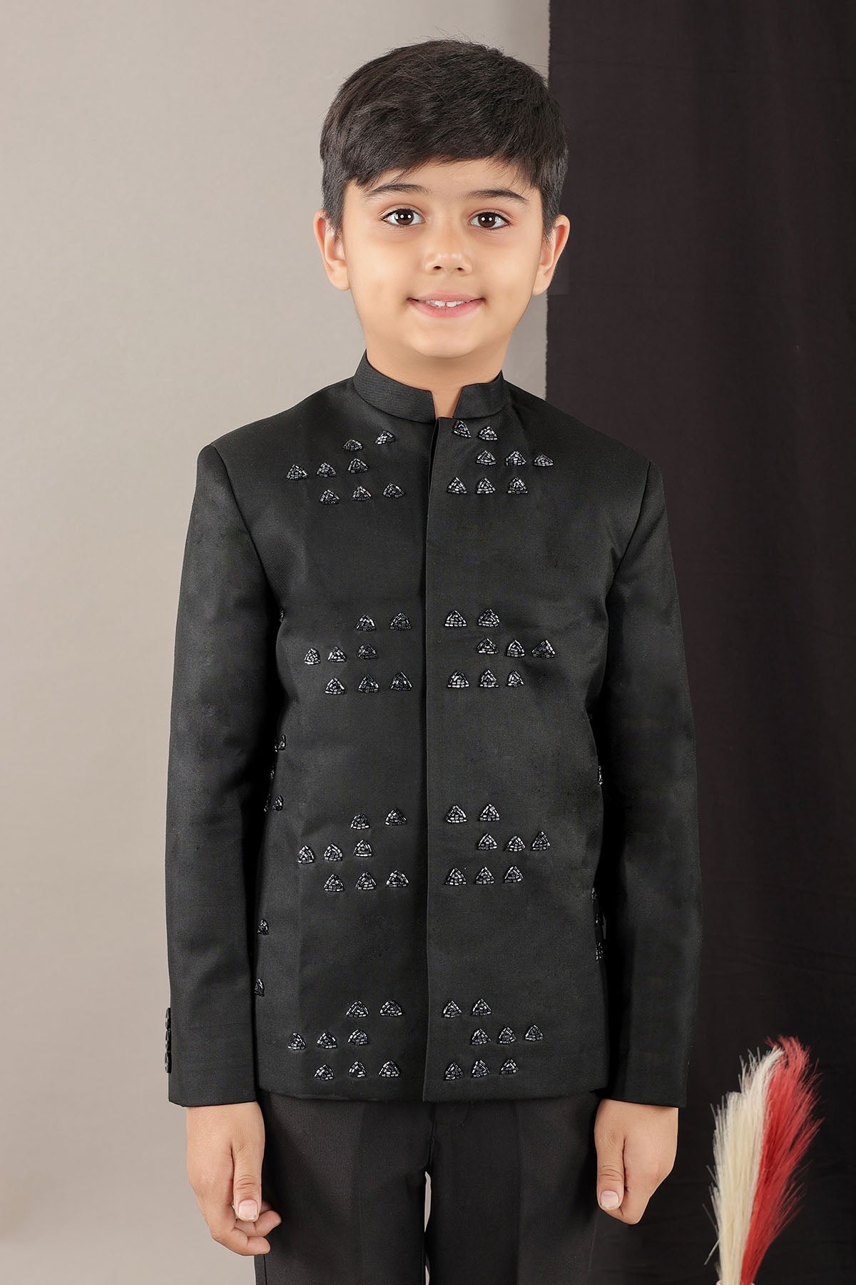 Black Embroidered Coat & Pants