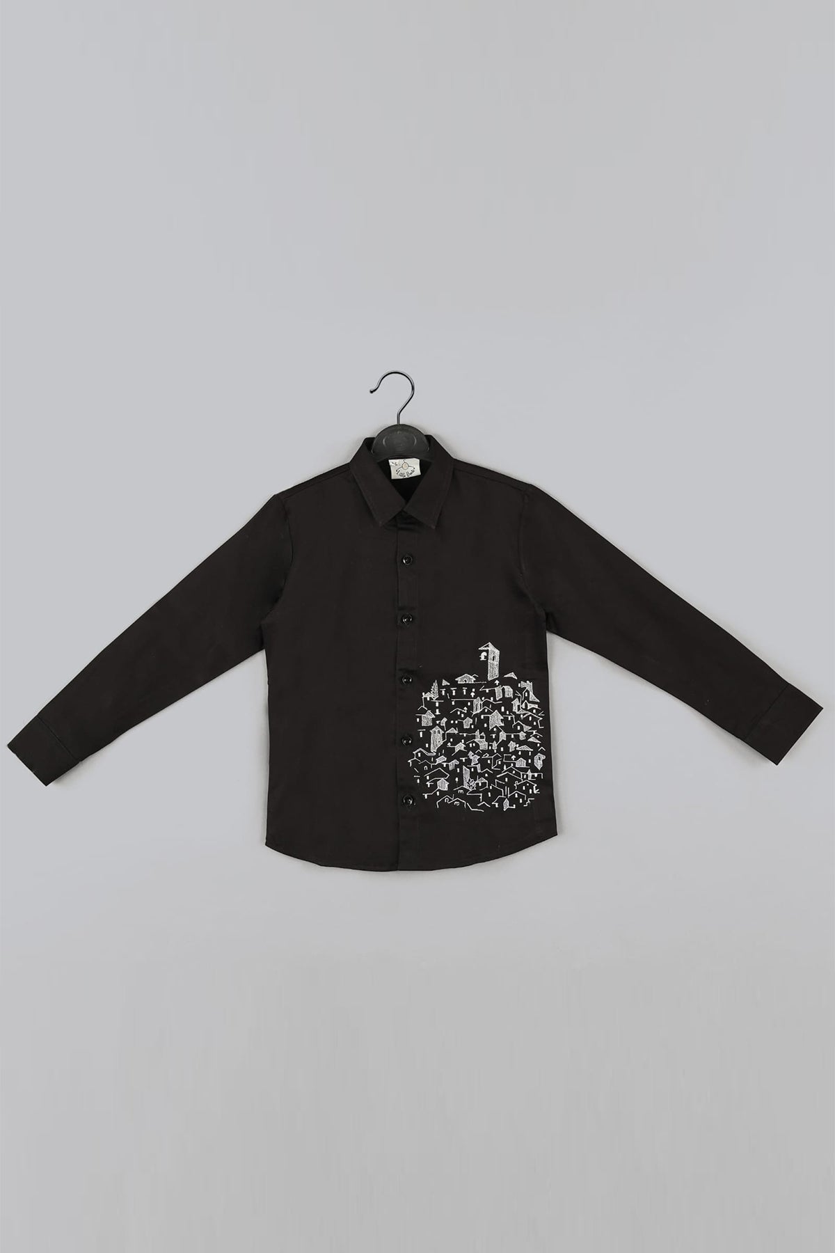 Buy Black Embroidered Cotton Shirt for boy by Little Brats online available at scrollnshops