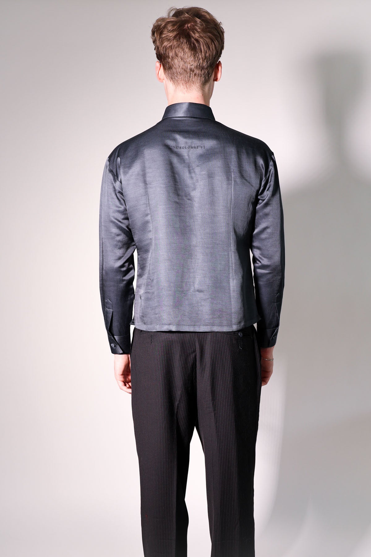 Black Embroidered Crop Shirt