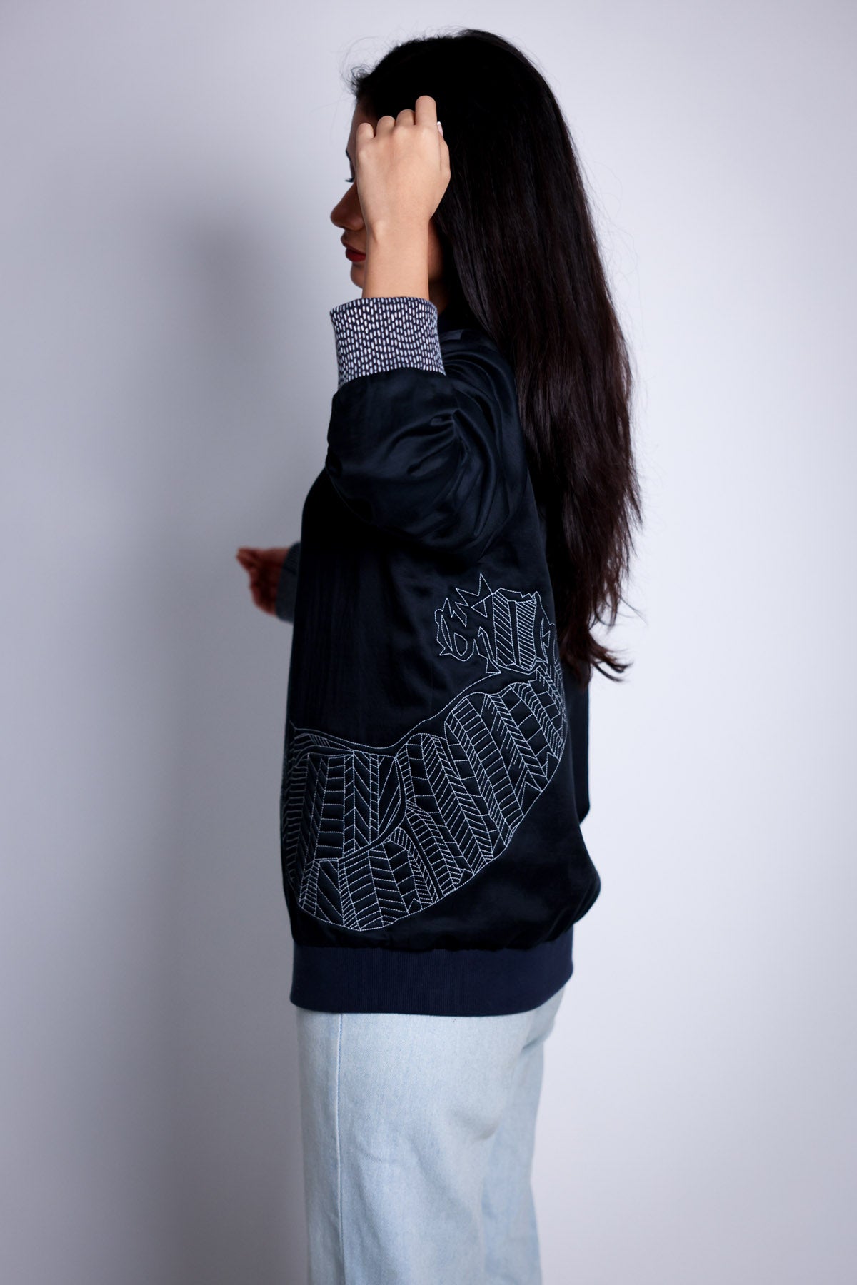 Black Embroidered Cuff Jacket