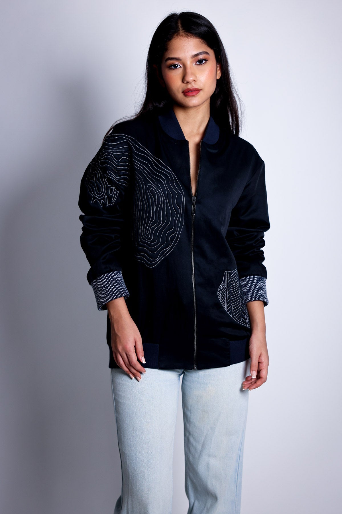 Buy Arya Giri Black Embroidered Cuff Jacket
