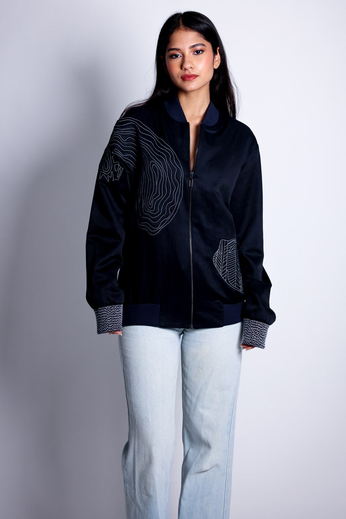 Black Embroidered Cuff Jacket