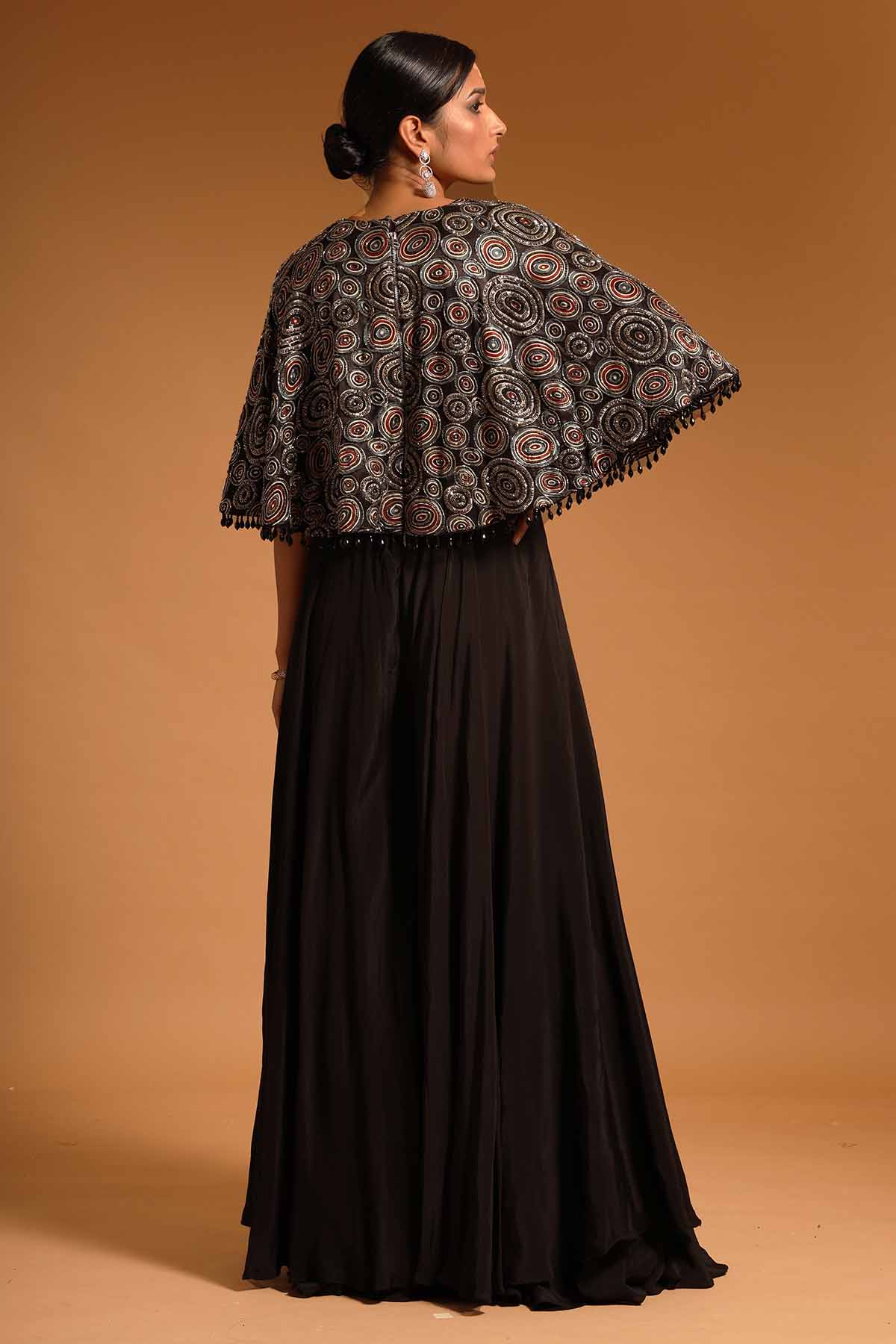 Black Embroidered Flap Jumpsuit