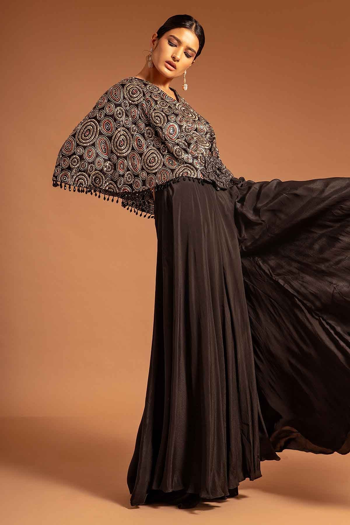 Black Embroidered Flap Jumpsuit