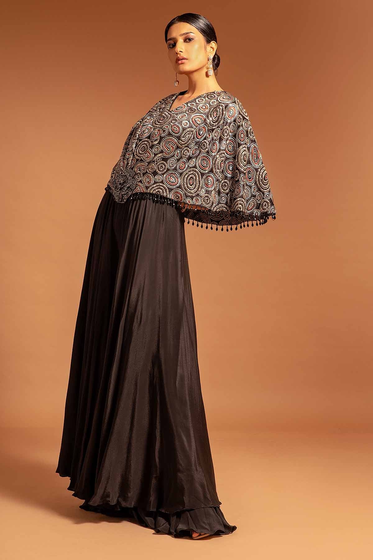 Black Embroidered Flap Jumpsuit