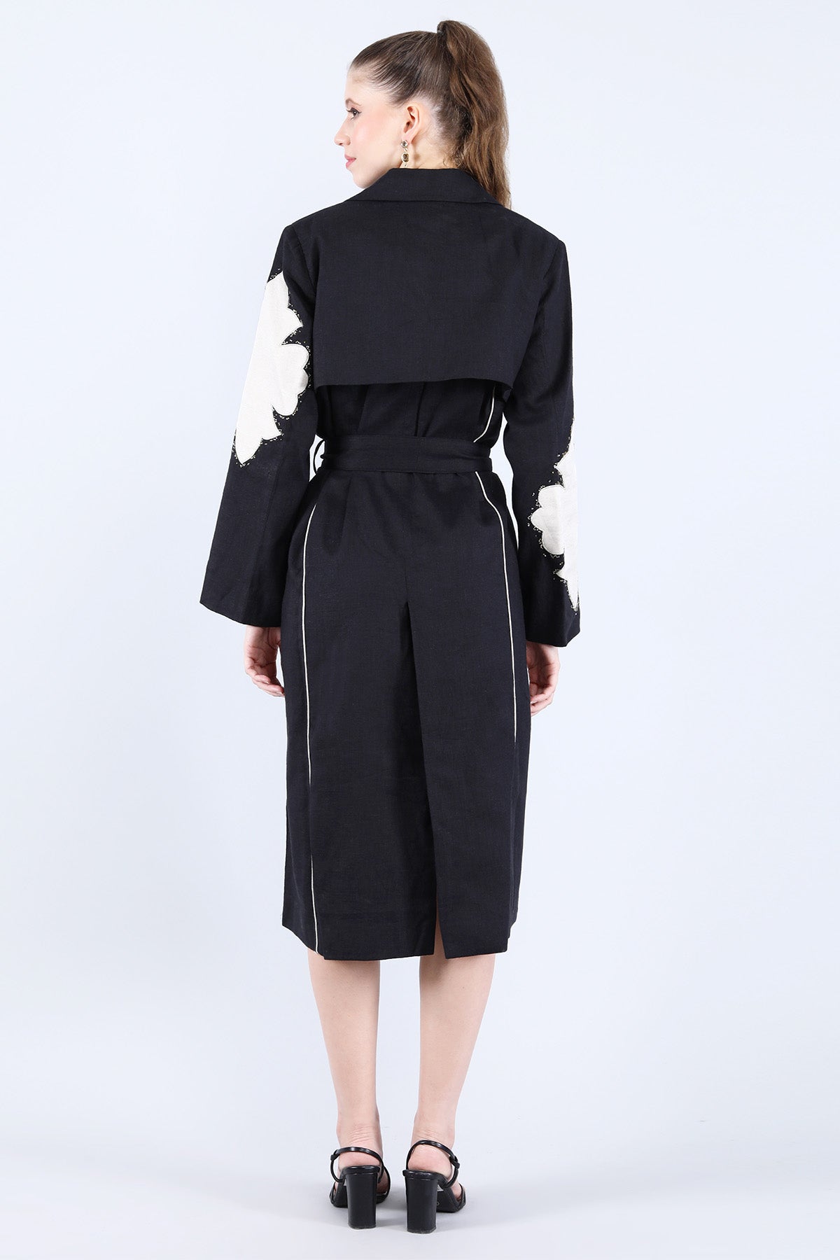 Black Embroidered Floral Dress