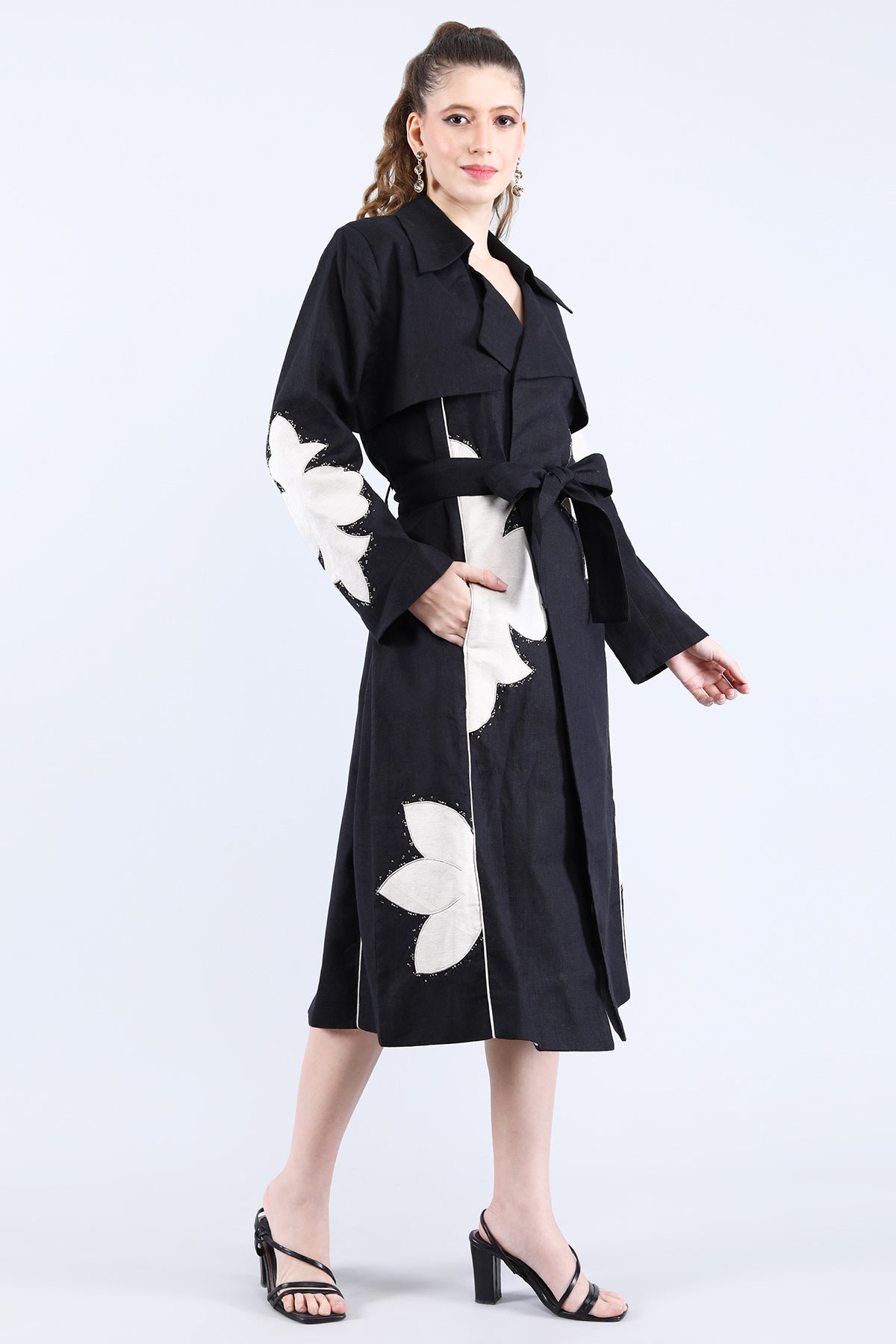 Black Embroidered Floral Dress