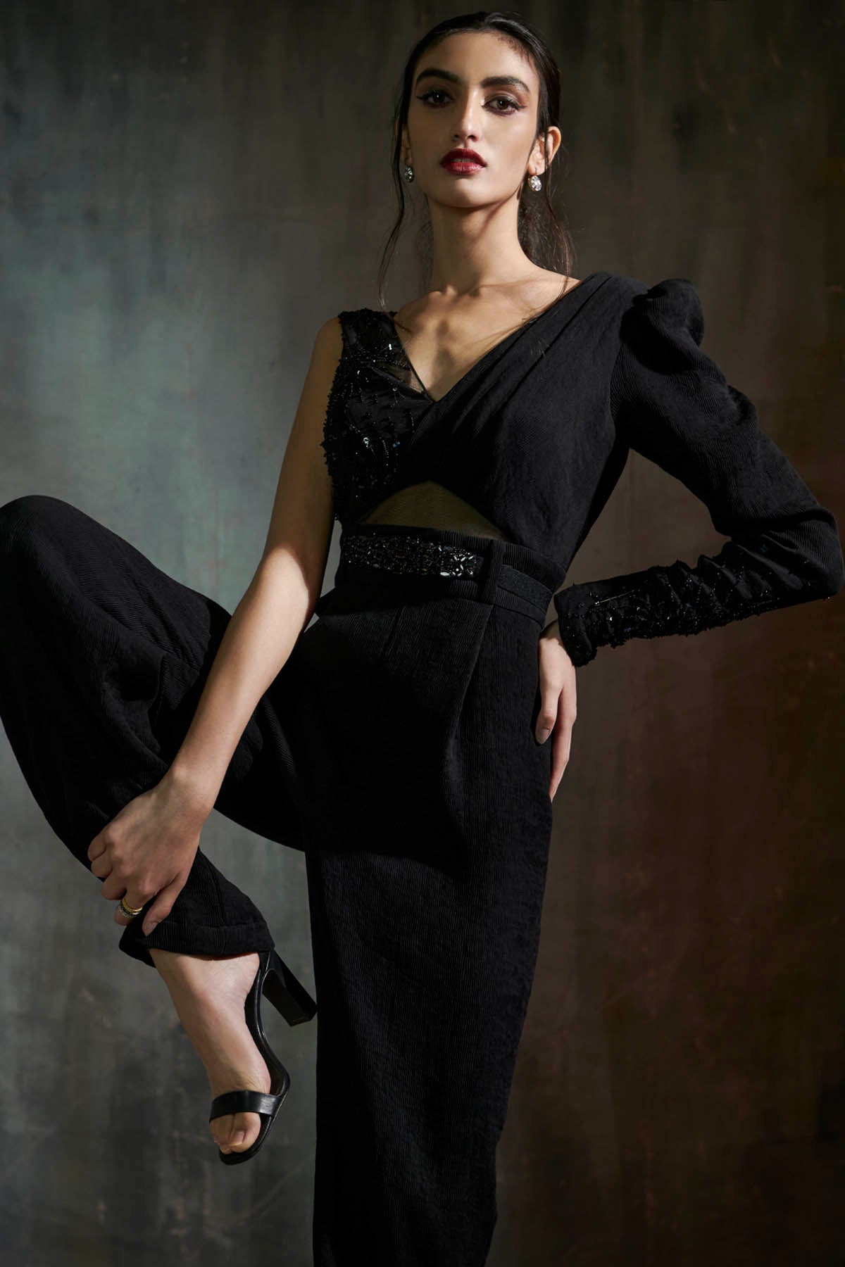 Black Embroidered Jumpsuit