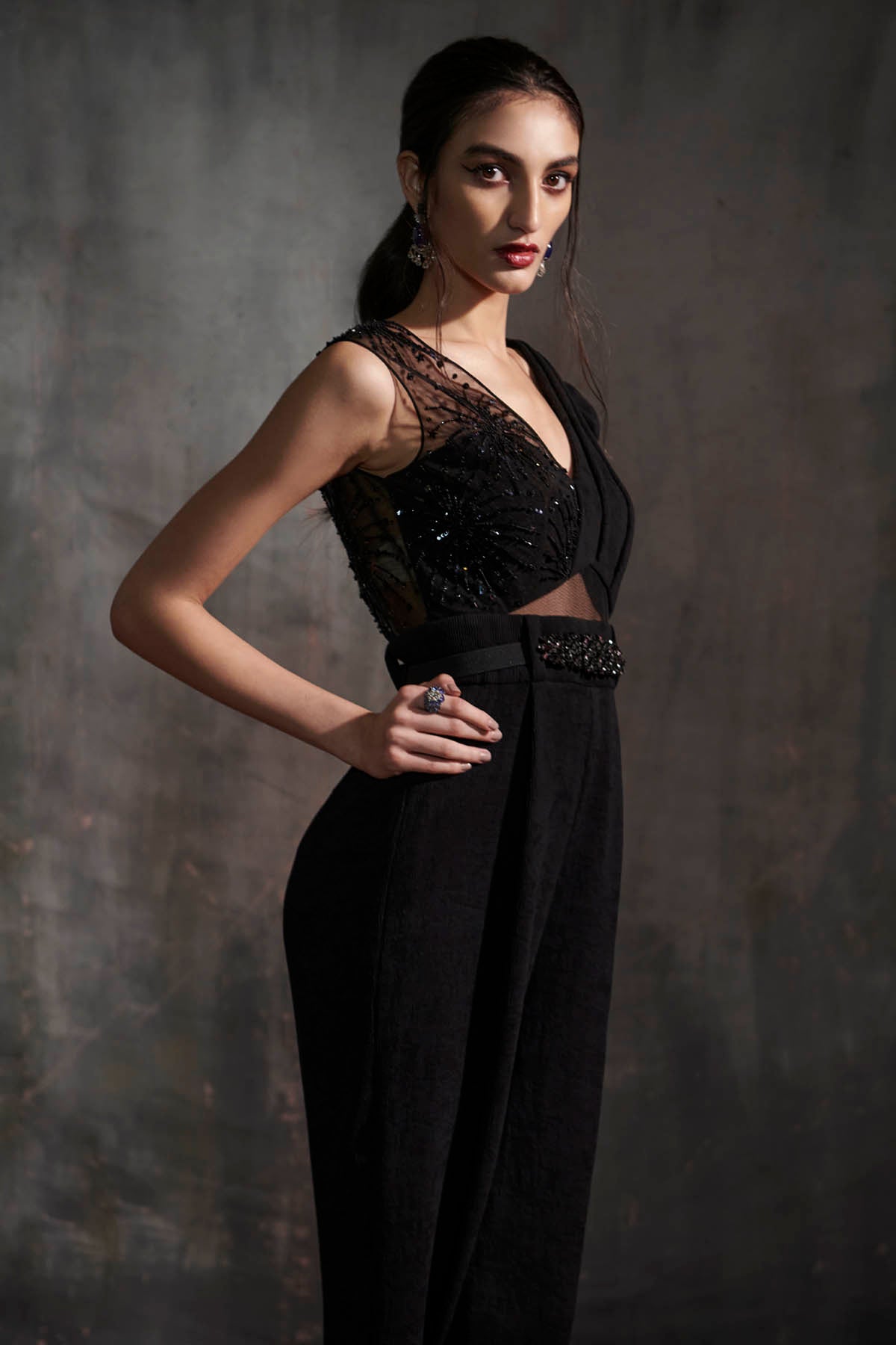 Black Embroidered Jumpsuit