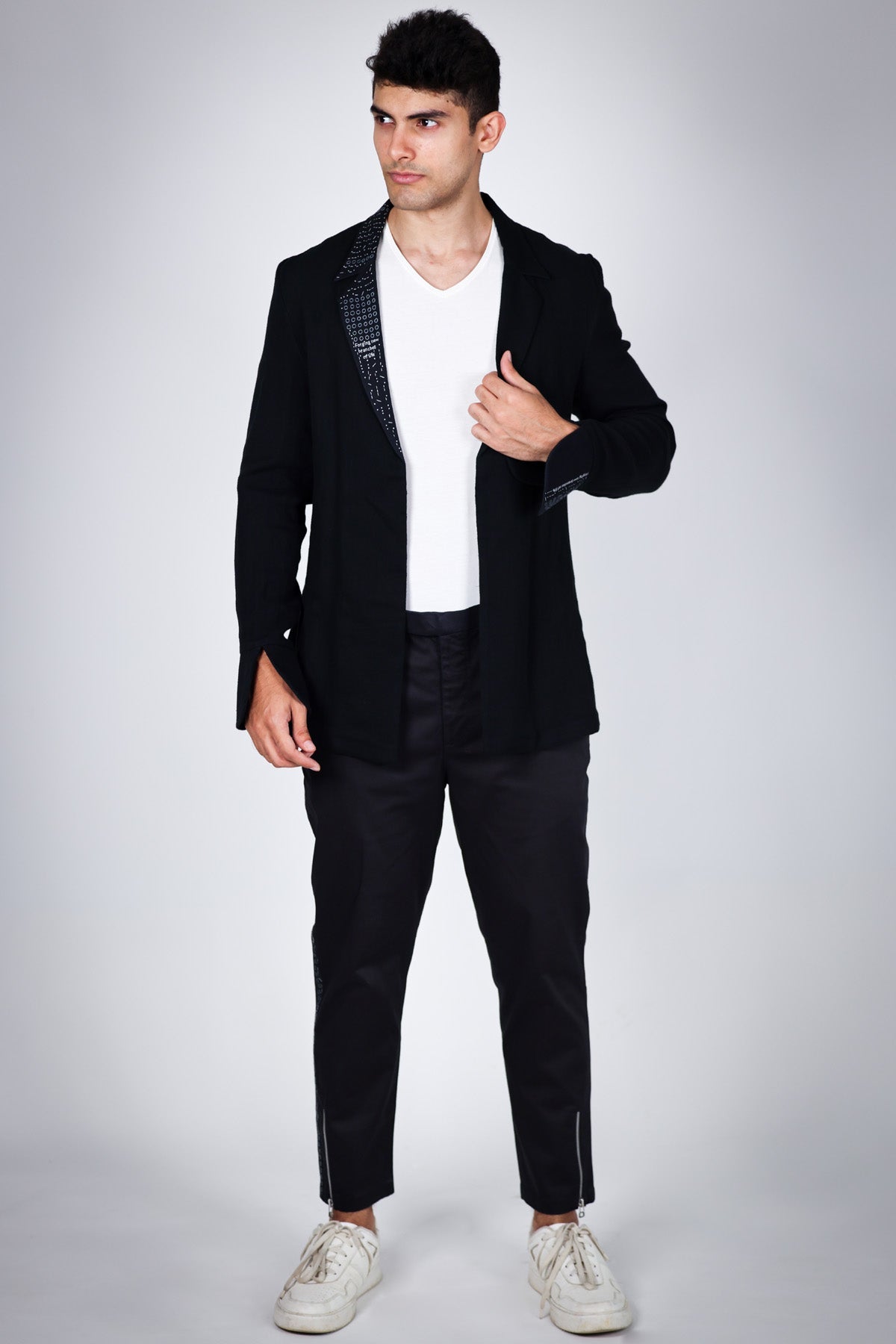 Arya Giri Black Embroidered Lapel Blazer for men online at ScrollnShops