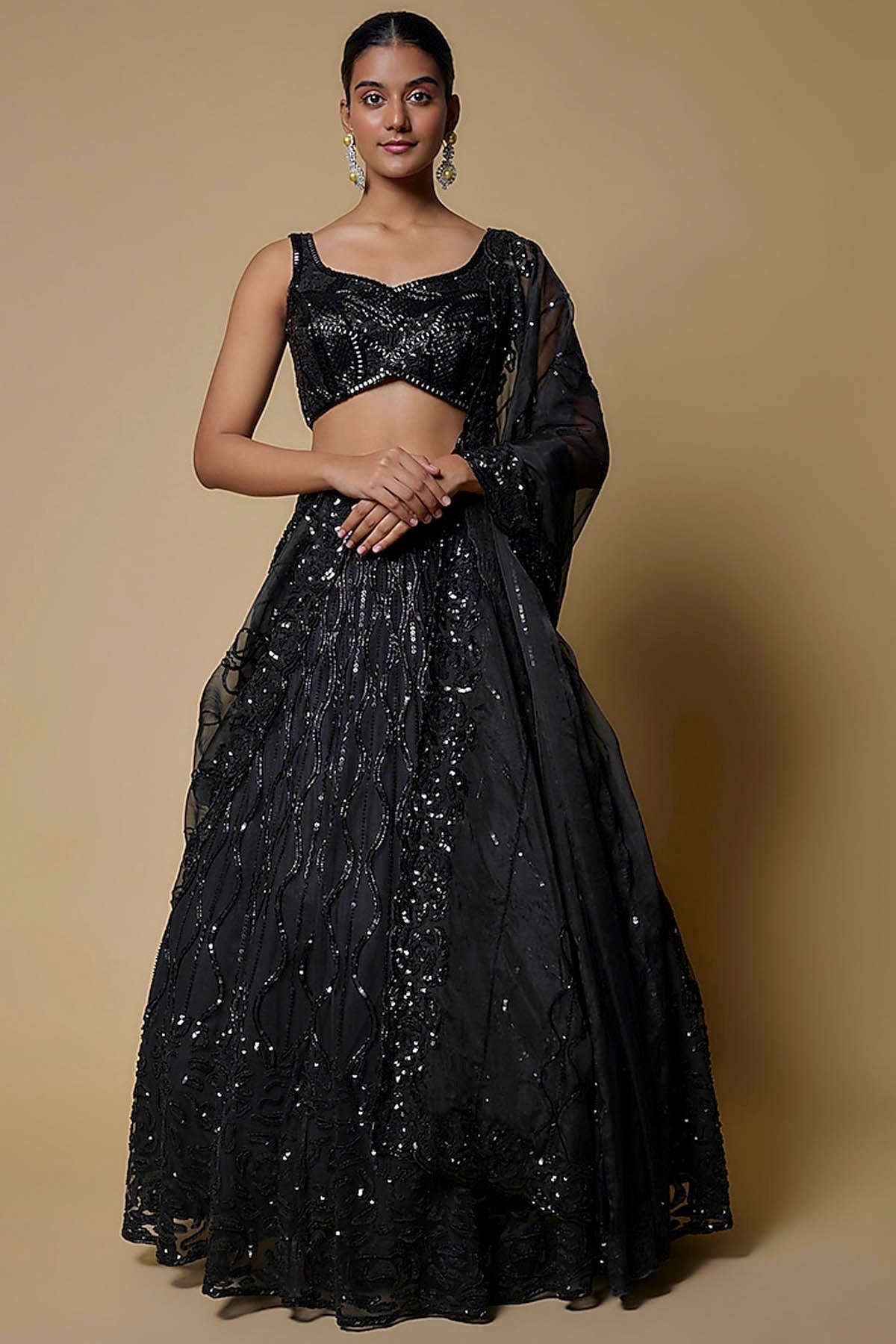 Mehak Murpana Black Embroidered Lehenga Set for Women Online at ScrollnShops