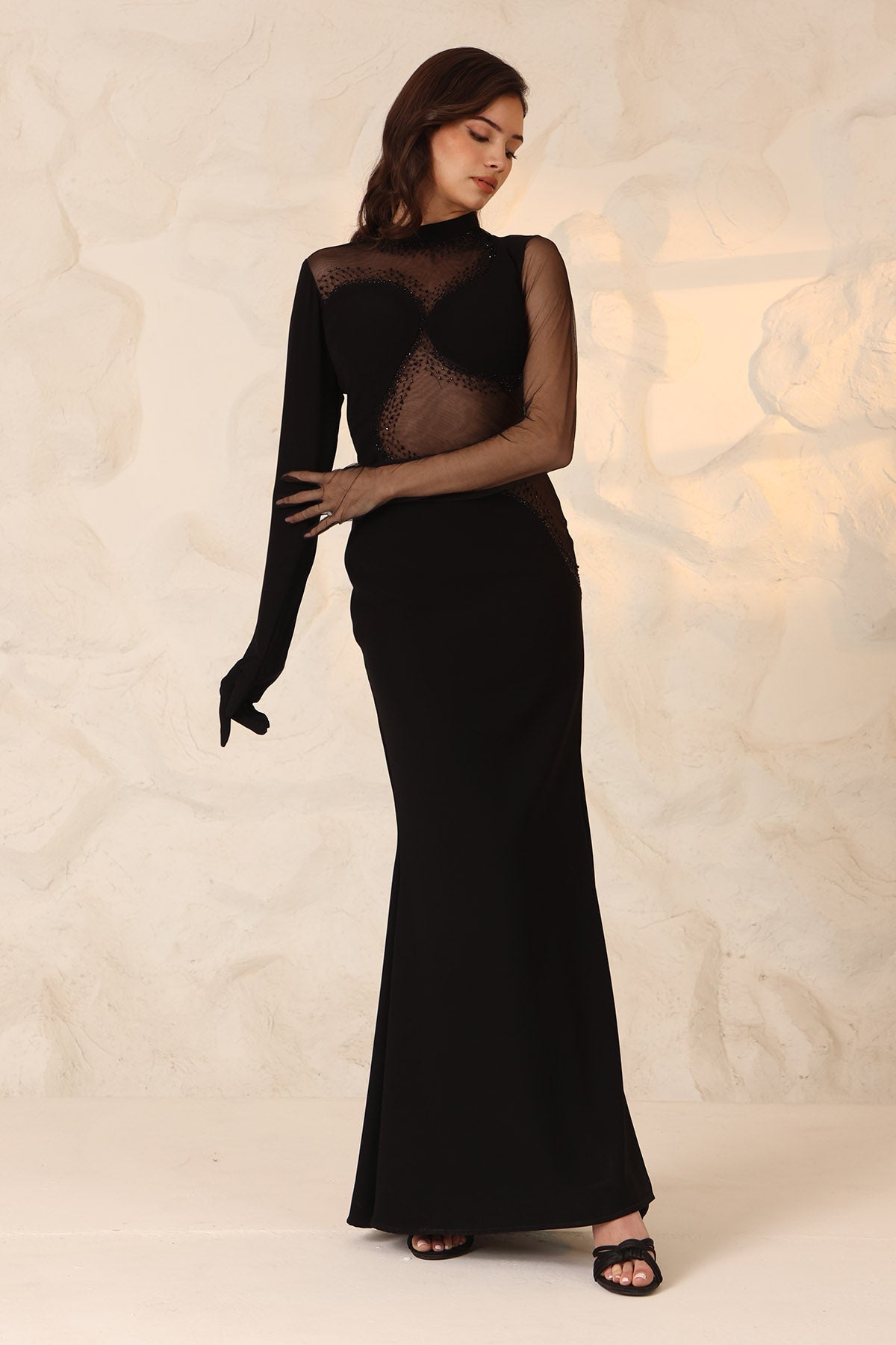 Buy Black Embroidered Maxi Dress by The Black Lover for women online at ScrollnShops