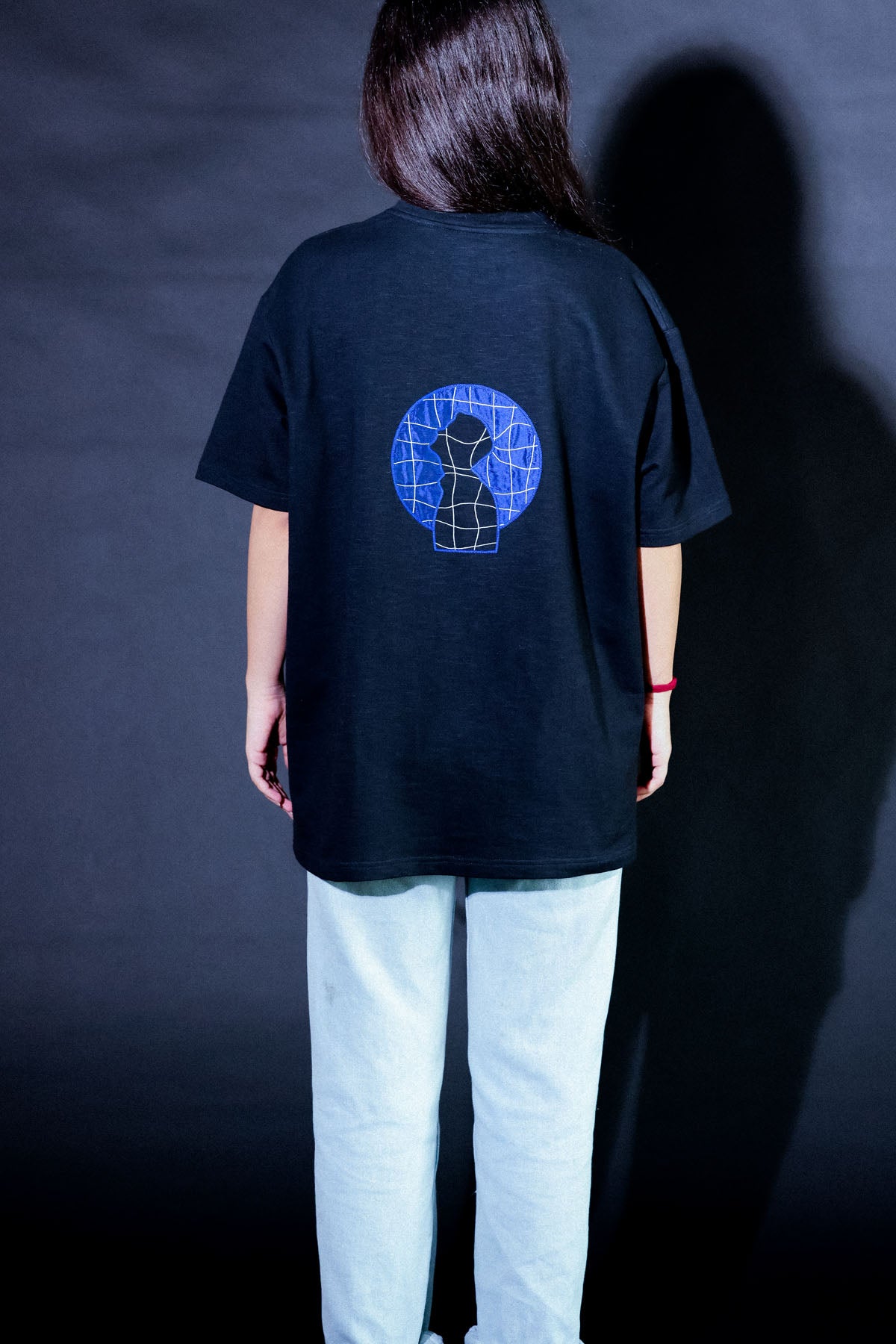 Black Embroidered Moon T-Shirt