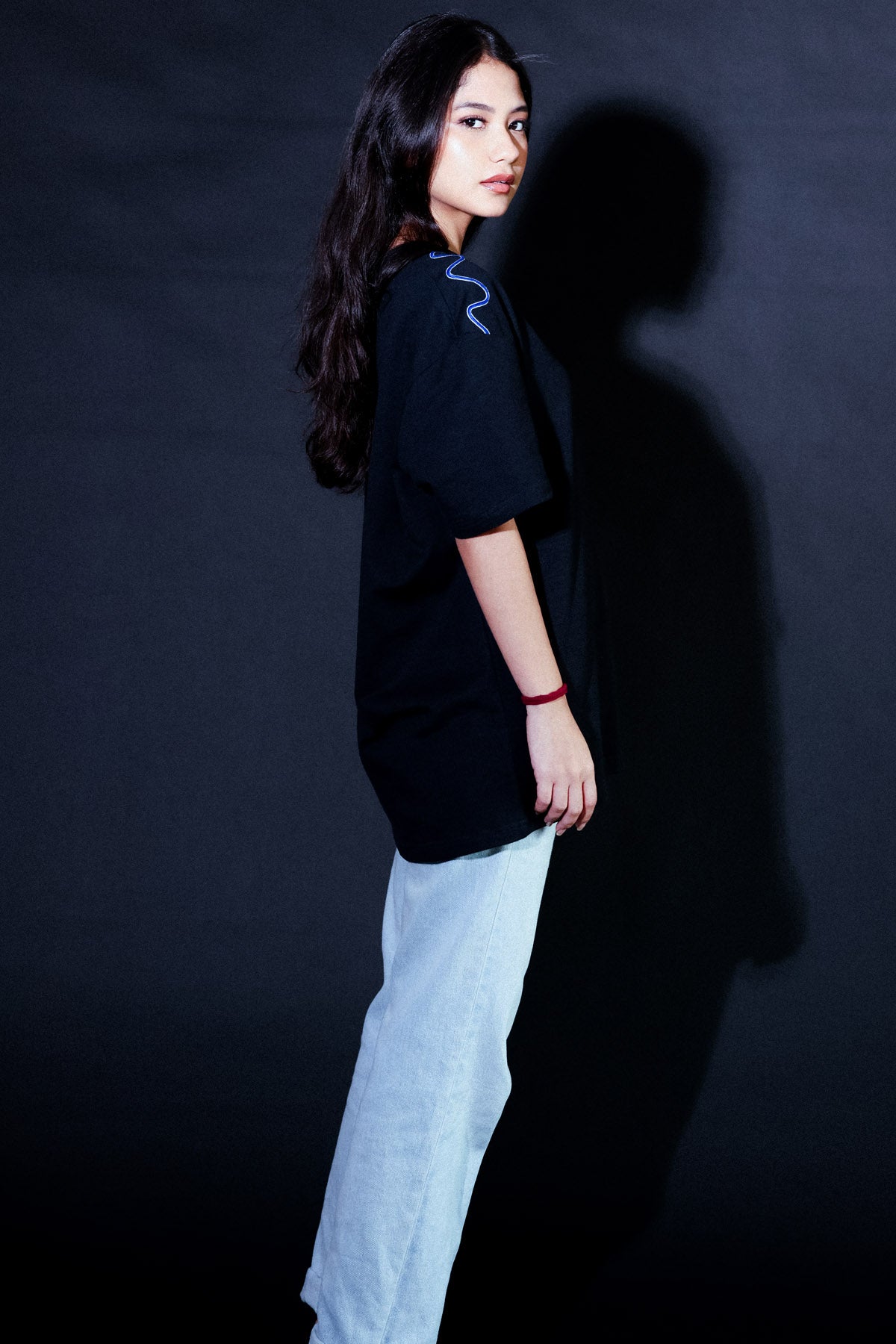 Black Embroidered Moon T-Shirt