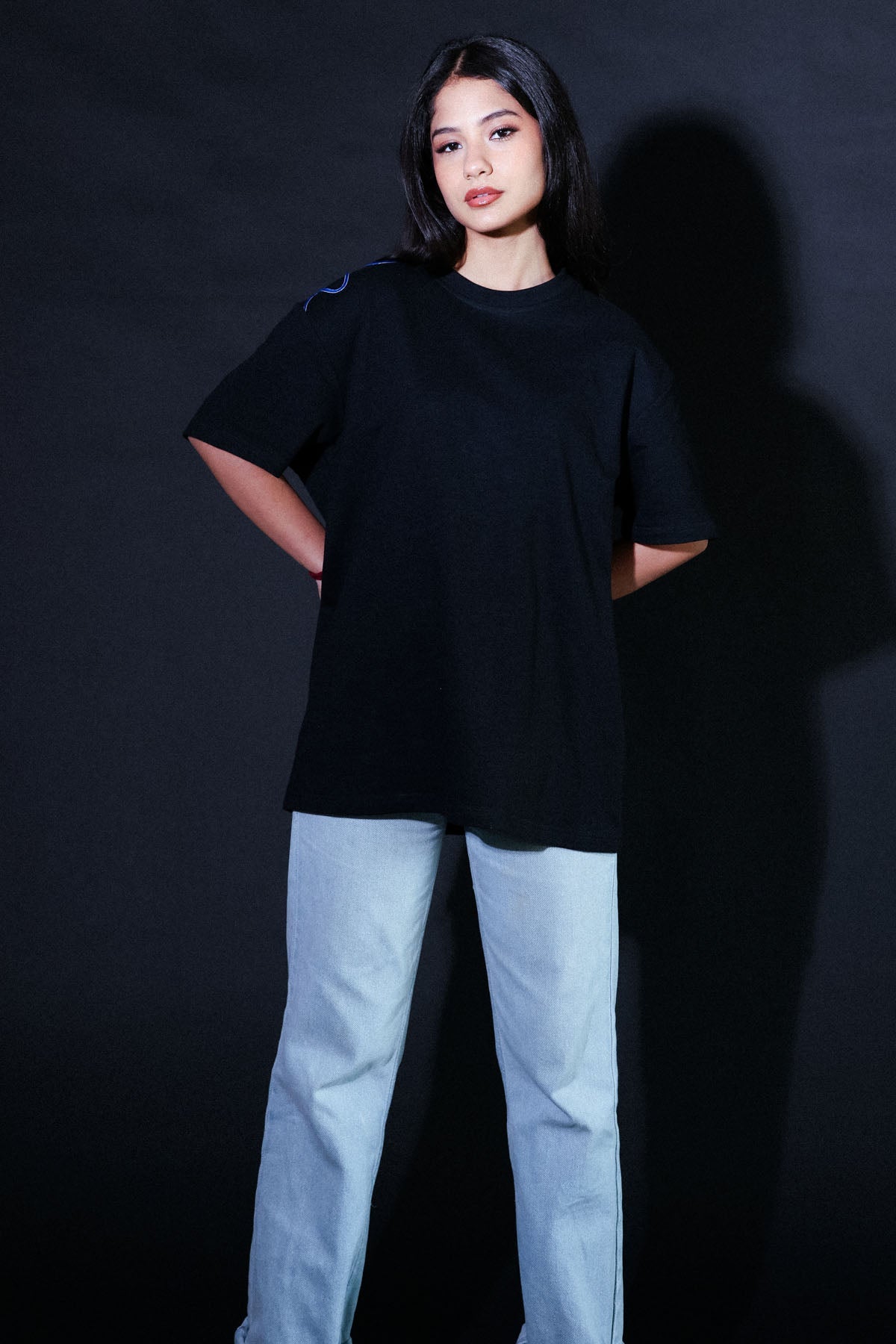 Buy Arya Giri Black Embroidered Moon T-Shirt