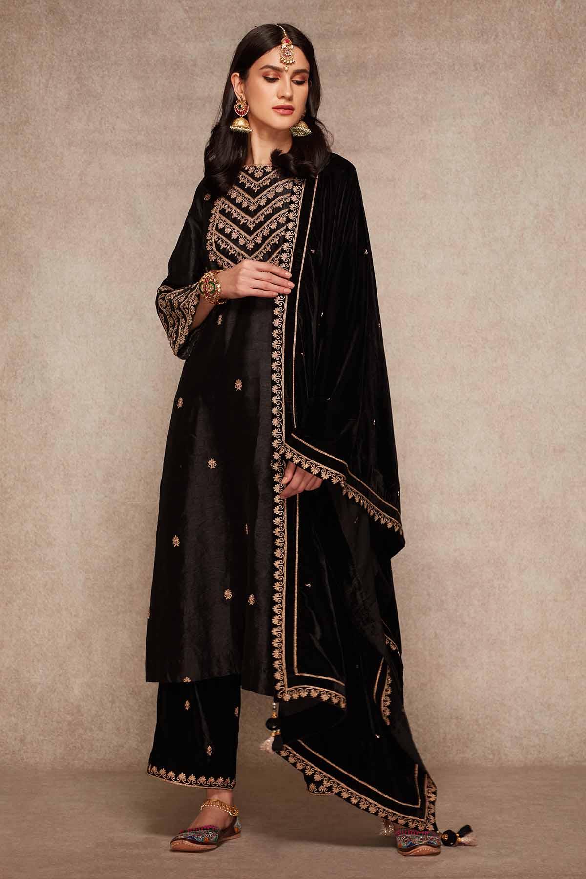 Buy Black Embroidered Palazzo Set by Ajiesh Oberoi for women online at ScrollnShops