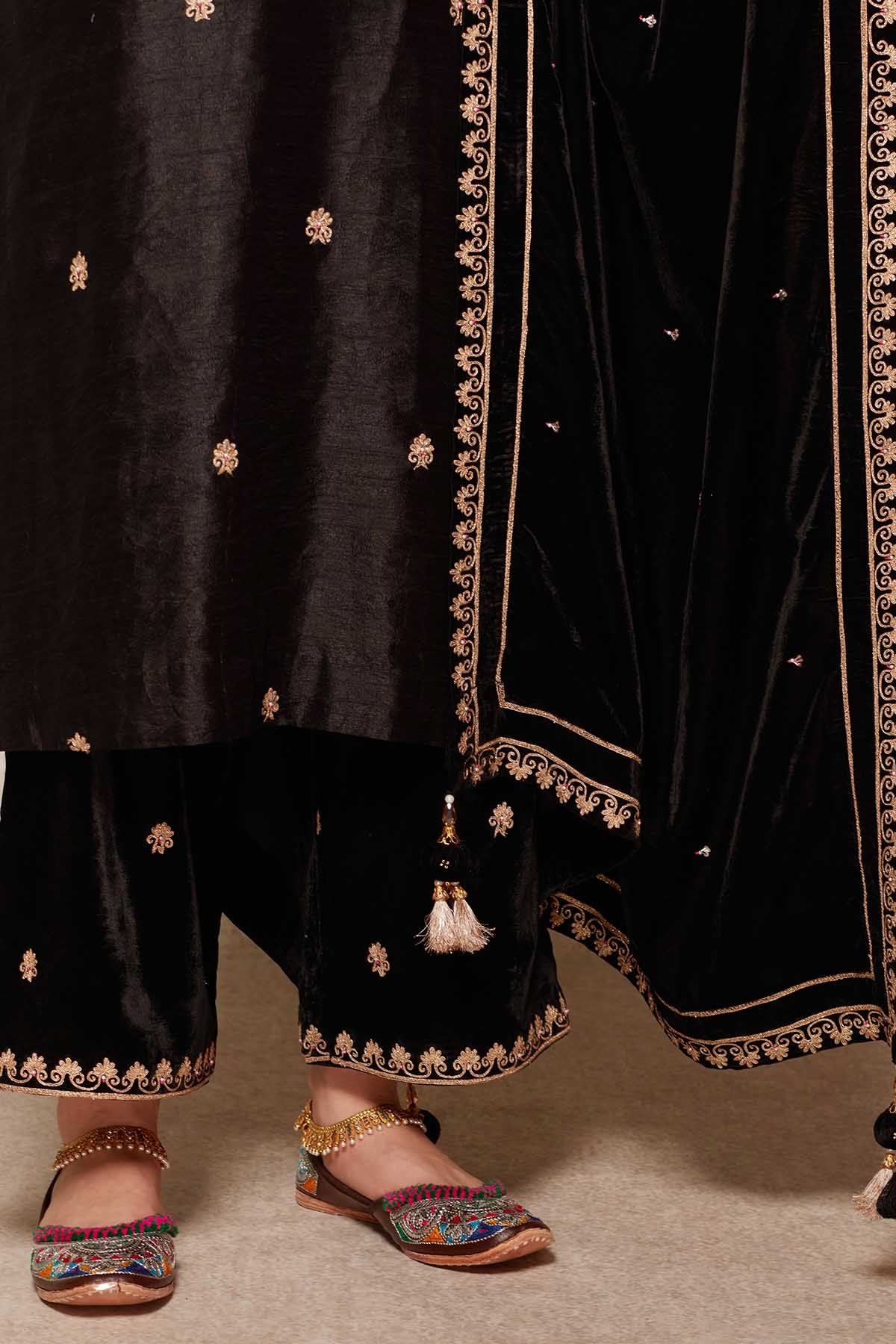 Black Embroidered Palazzo Set