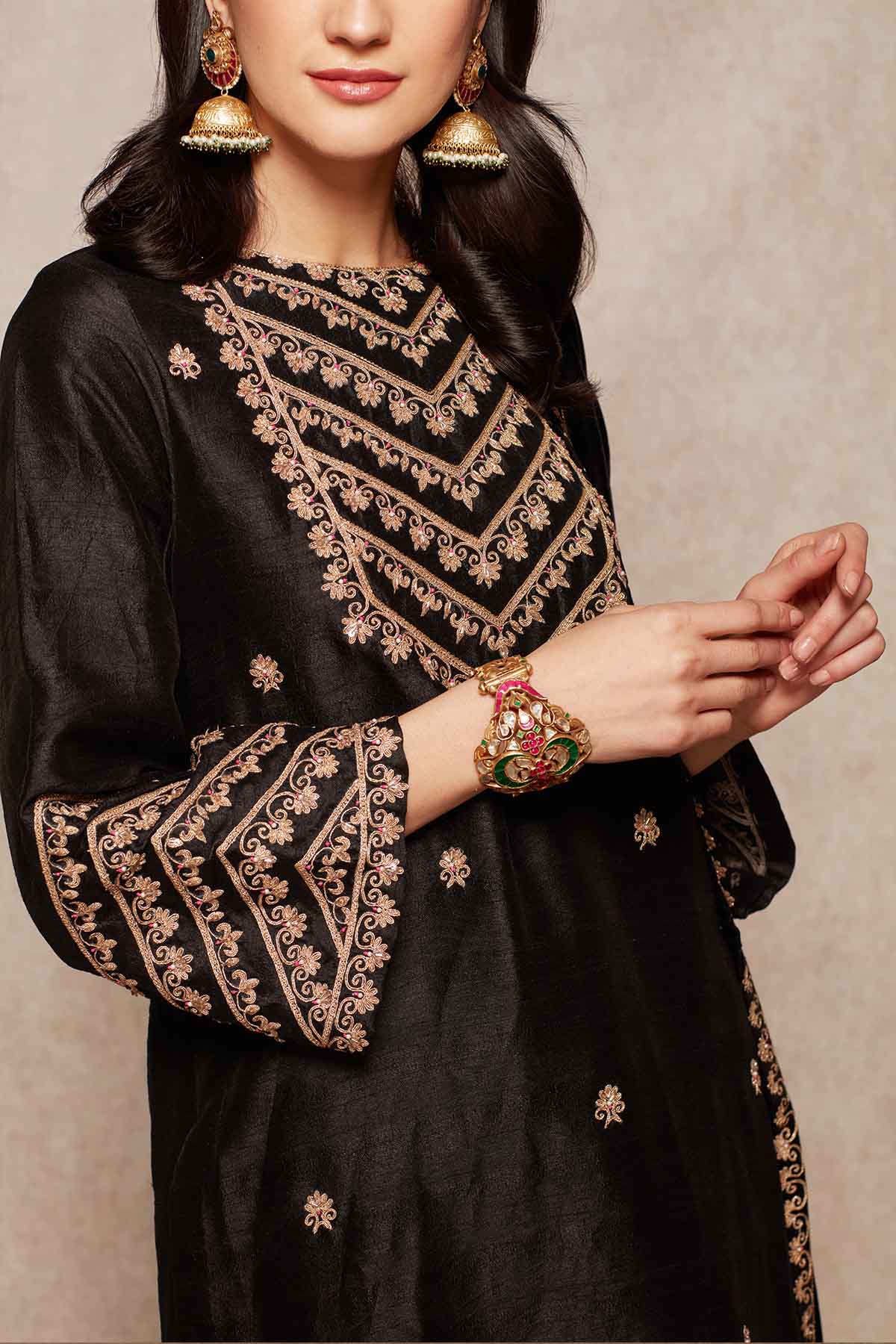 Black Embroidered Palazzo Set