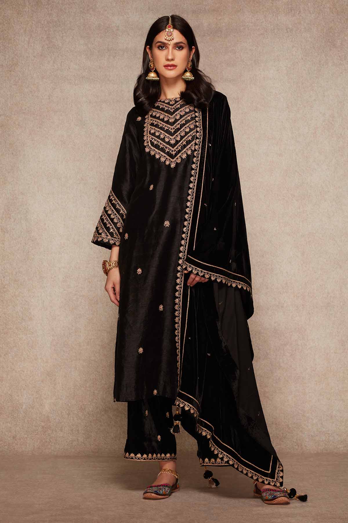 Buy Black Embroidered Palazzo Set Online