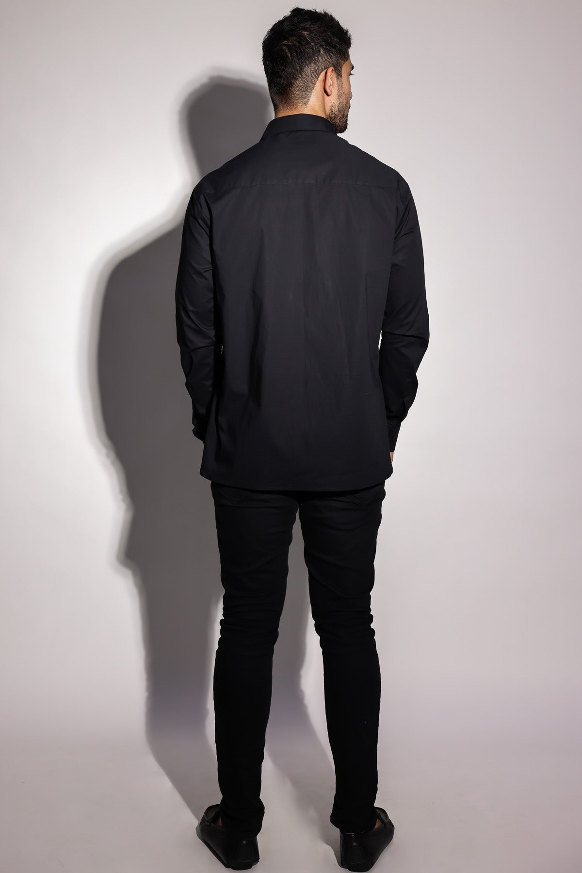 Black Embroidered Placket Shirt