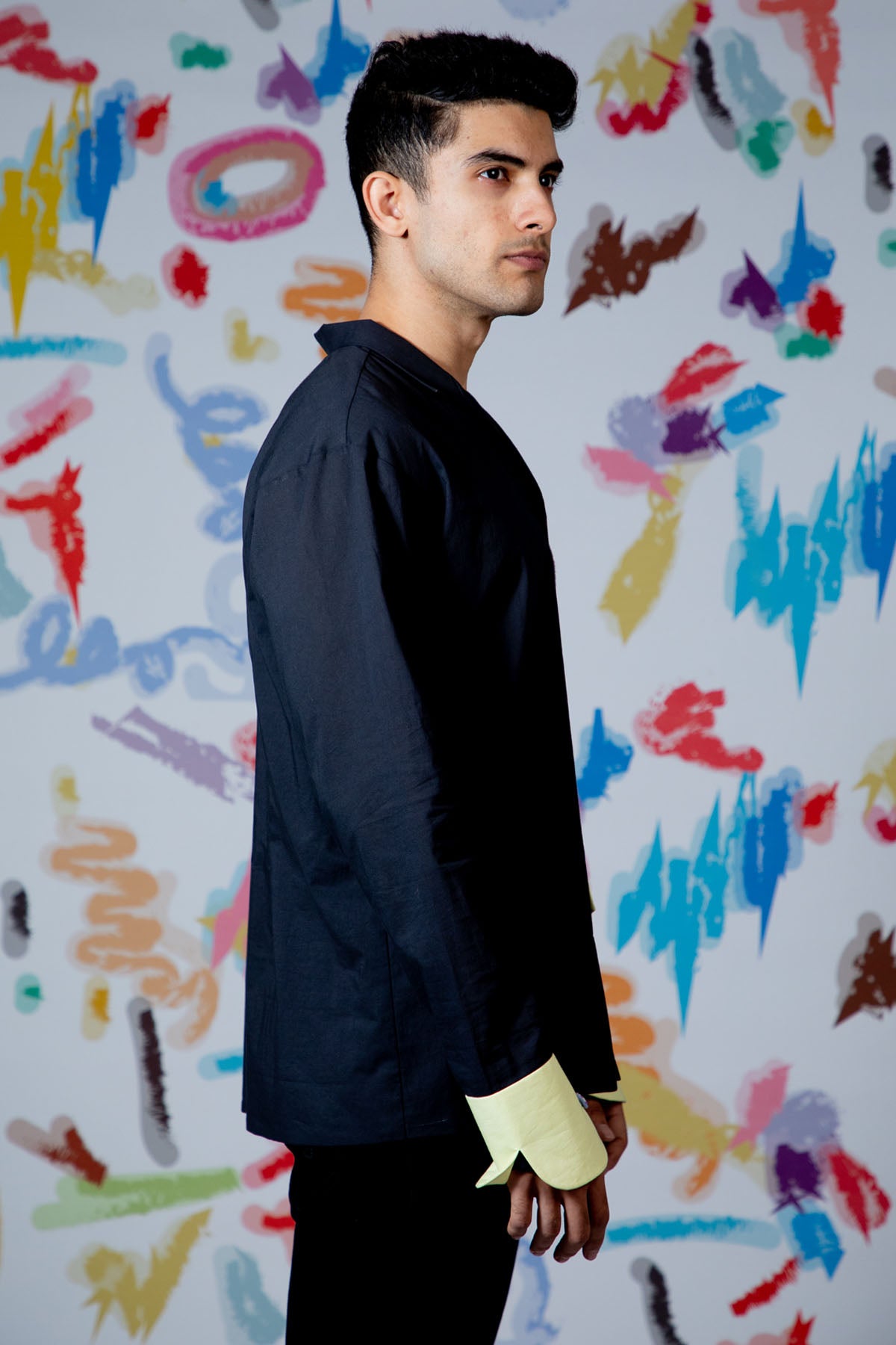 Black Embroidered Pocket Shirt