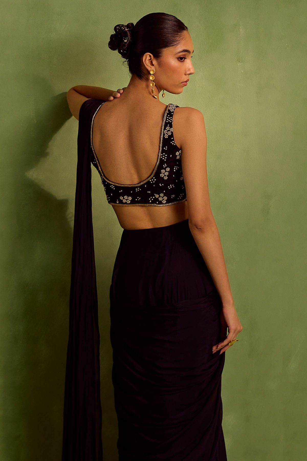 Embroidered Black Saree & Blouse