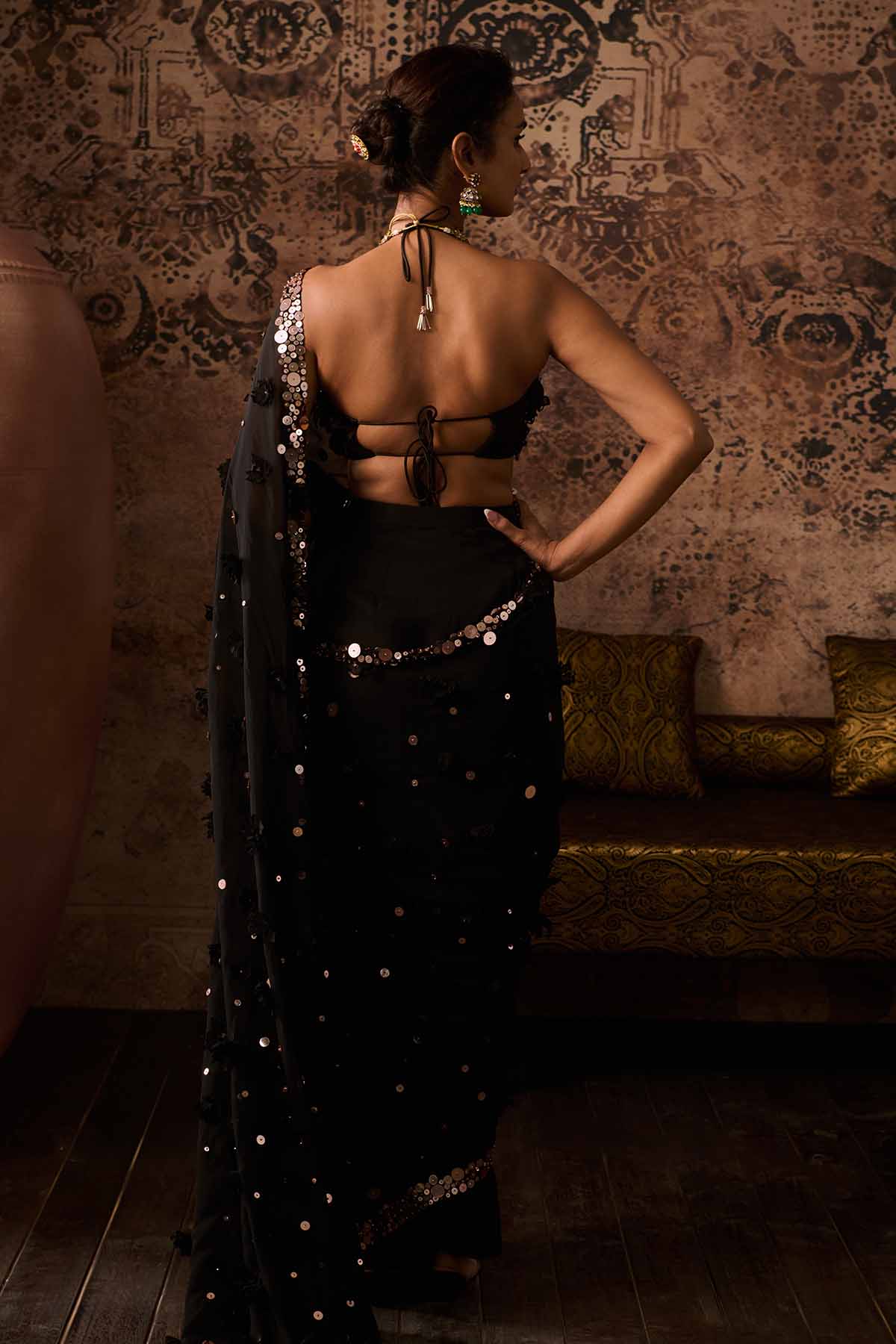 Black Embroidered Blouse & Saree