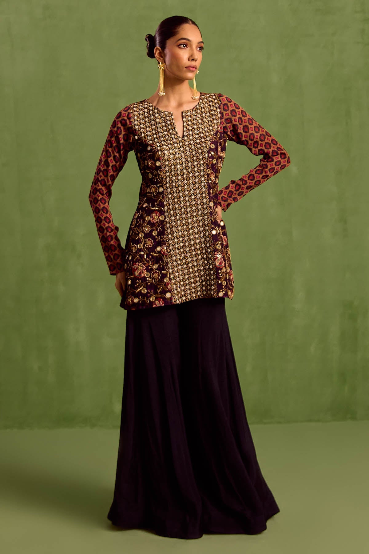 Designer Neha Khullar Black Embroidered Sharara Set for Women Online